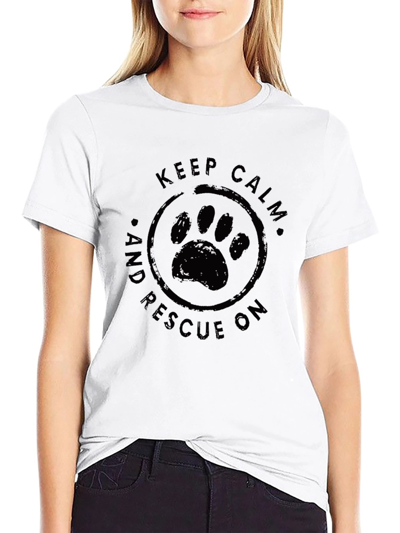 Keep Calm and Rescue On Graphic Tee - Black