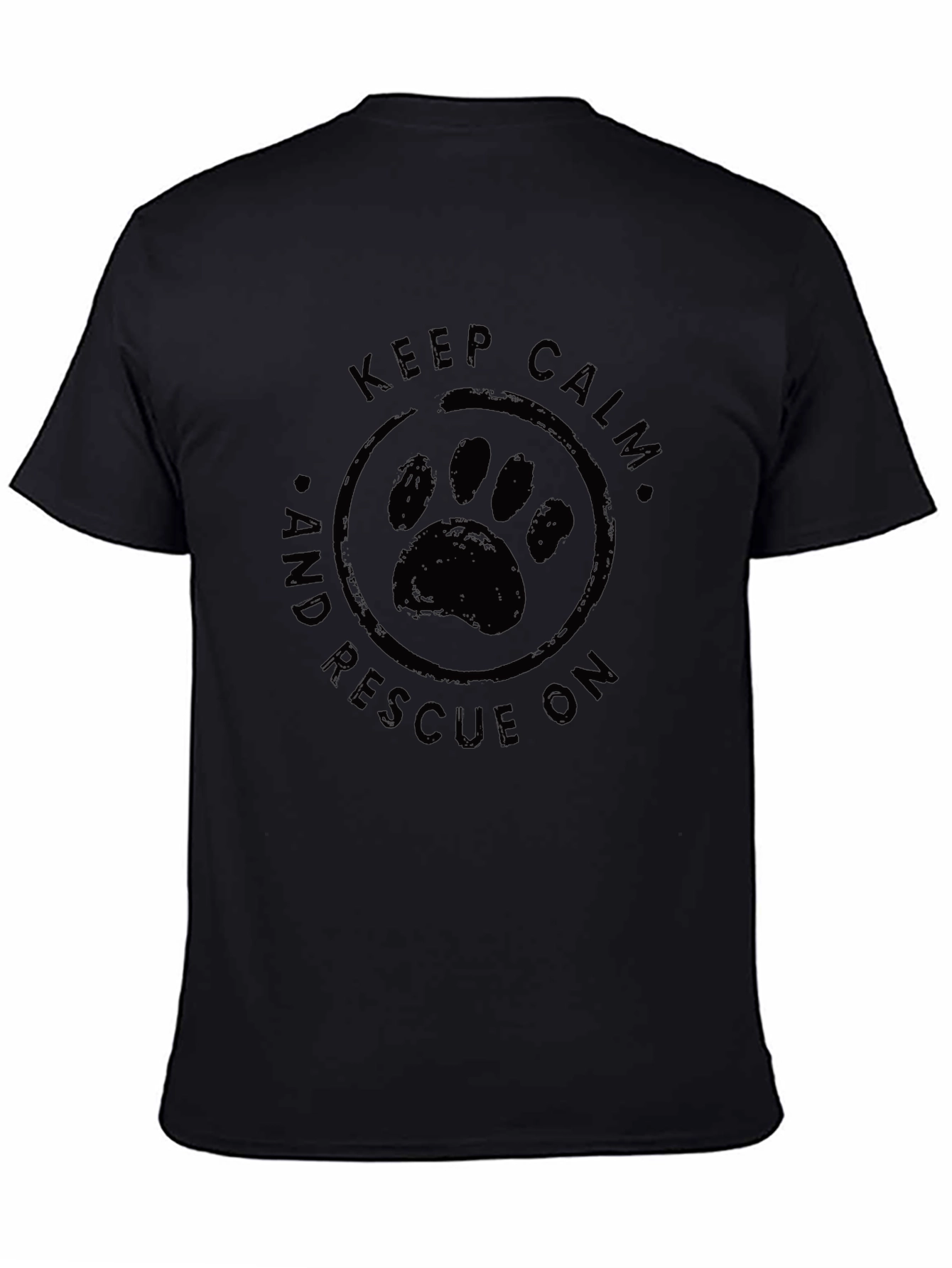 Keep Calm and Rescue On Graphic Tee - Black