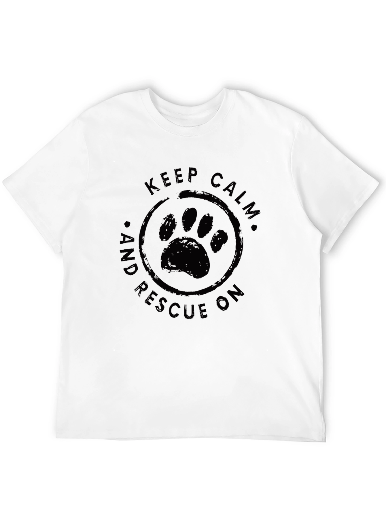 Keep Calm and Rescue On Graphic Tee - Black