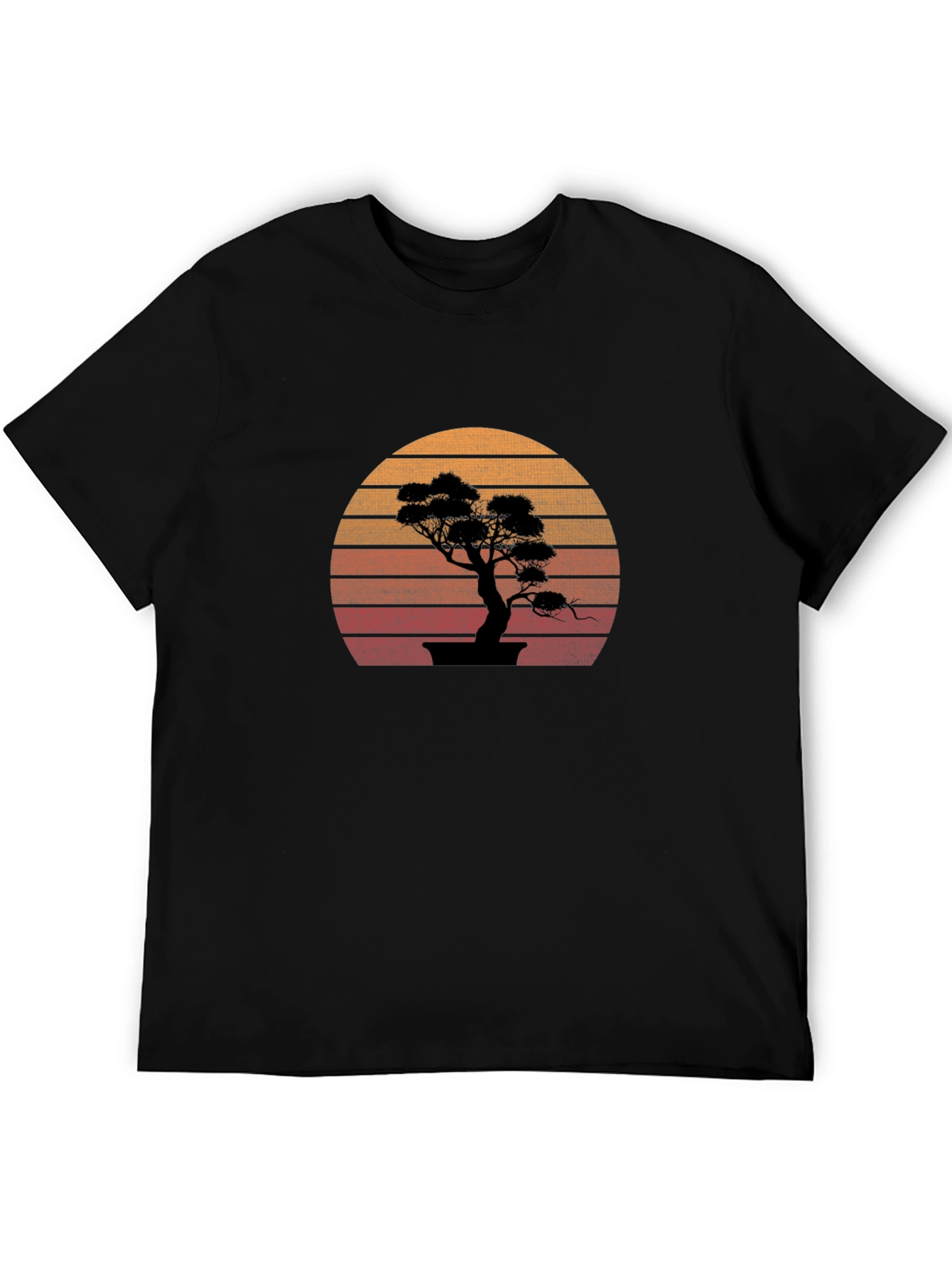 Bonsai Sunset Graphic Tee - Stylish Black T-Shirt
