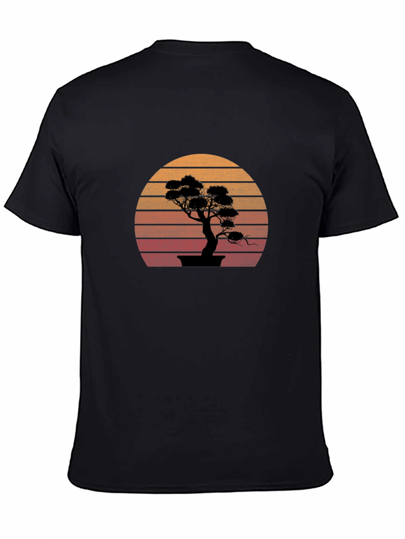 Bonsai Sunset Graphic Tee - Stylish Black T-Shirt