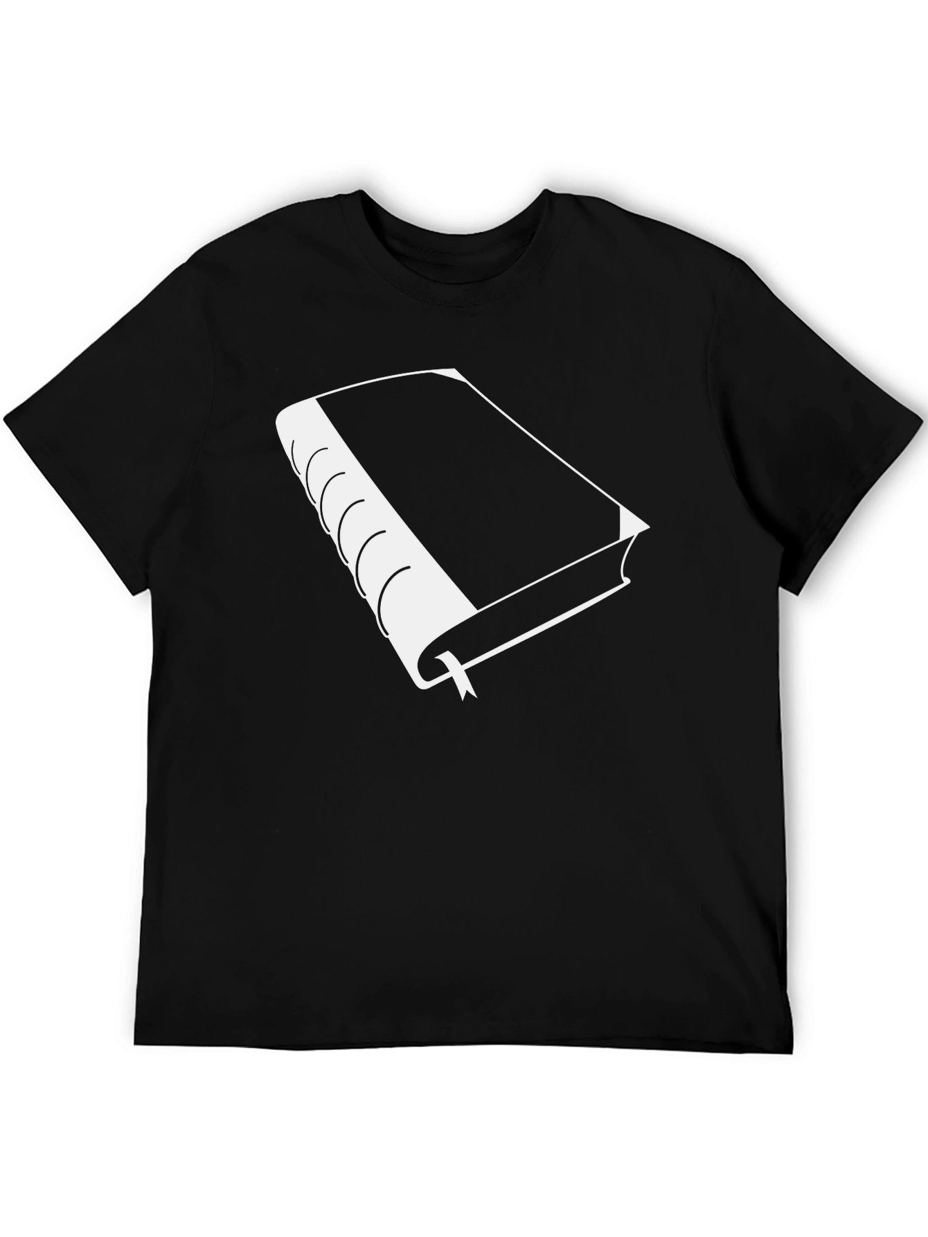 Book Lovers Tee - White Book on Black Cotton
