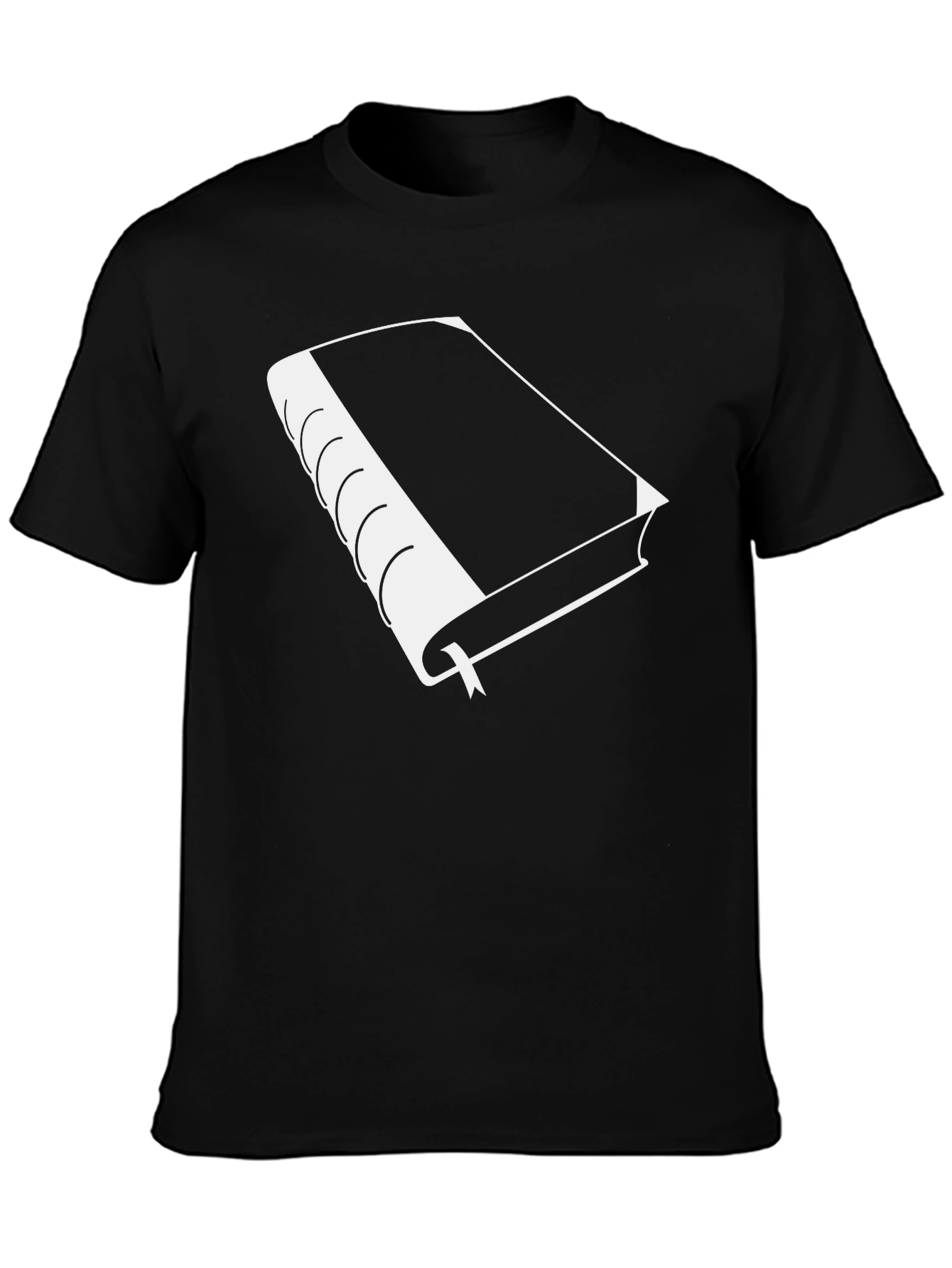 Book Lovers Tee - White Book on Black Cotton