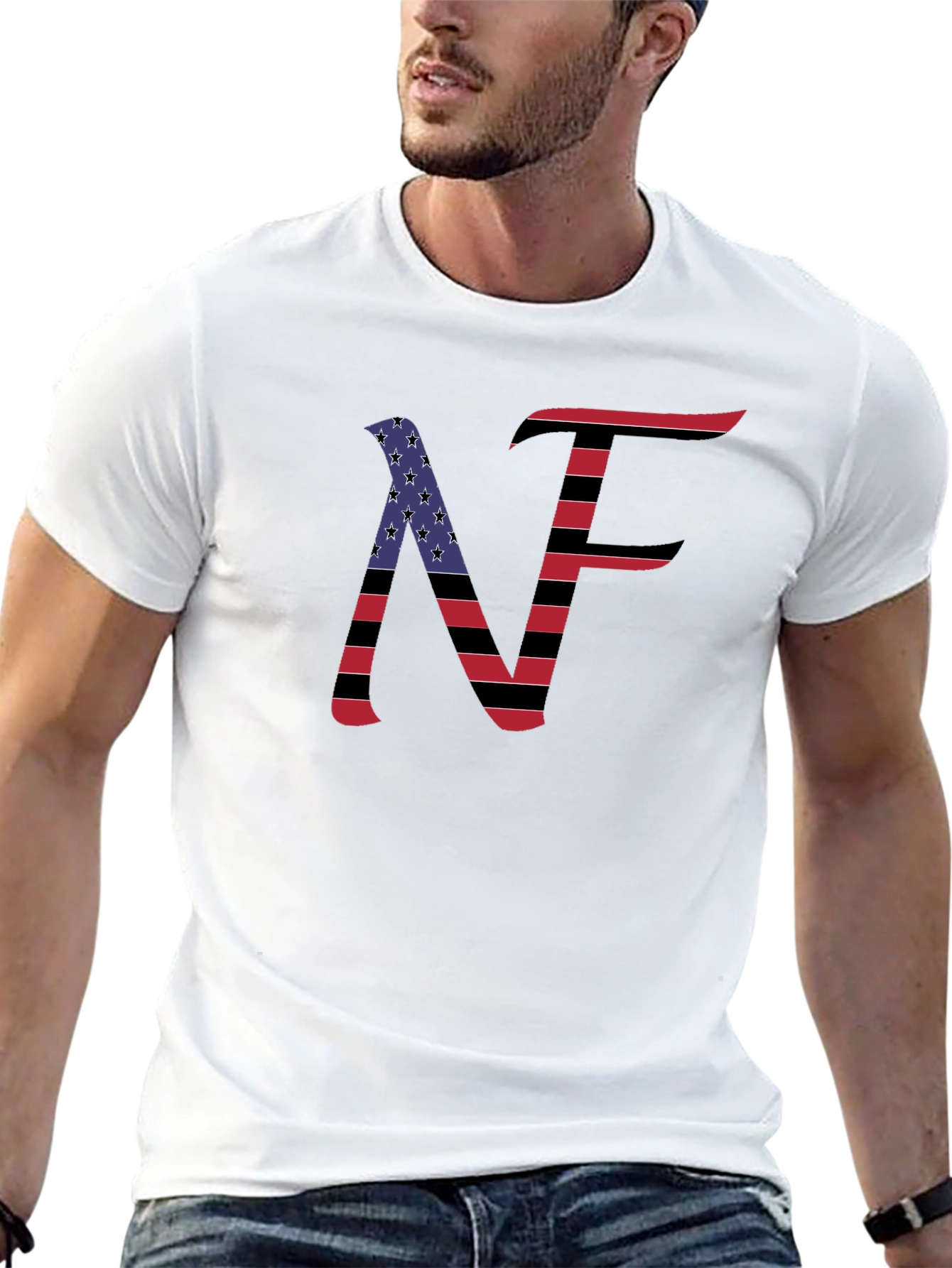 NF American Flag Style Graphic T-Shirt