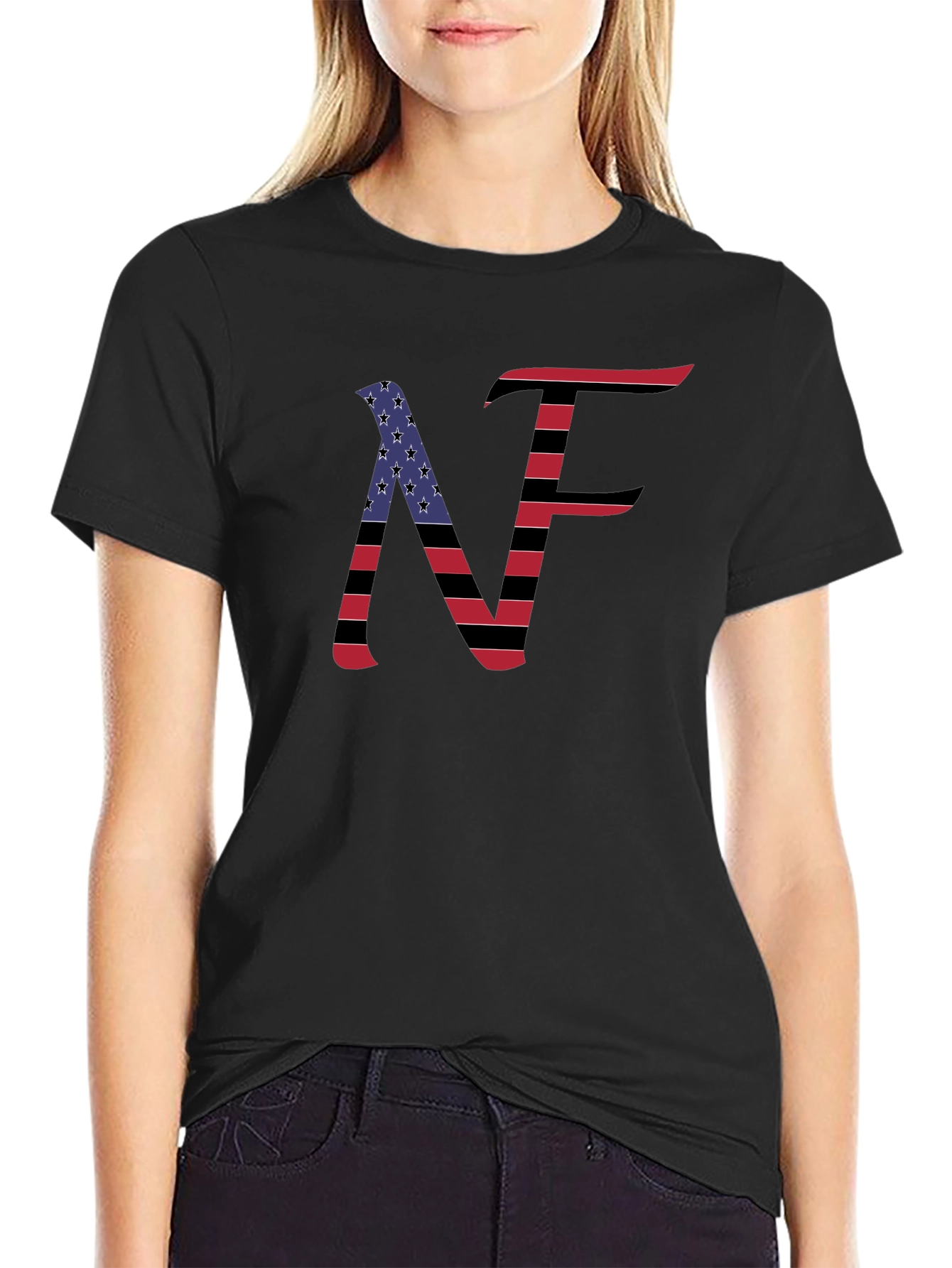 NF American Flag Style Graphic T-Shirt