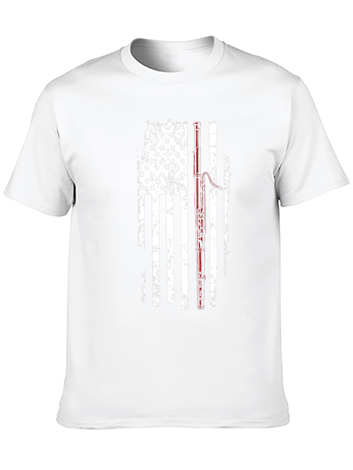 Distressed American Flag Fishing Rod Graphic T-Shirt