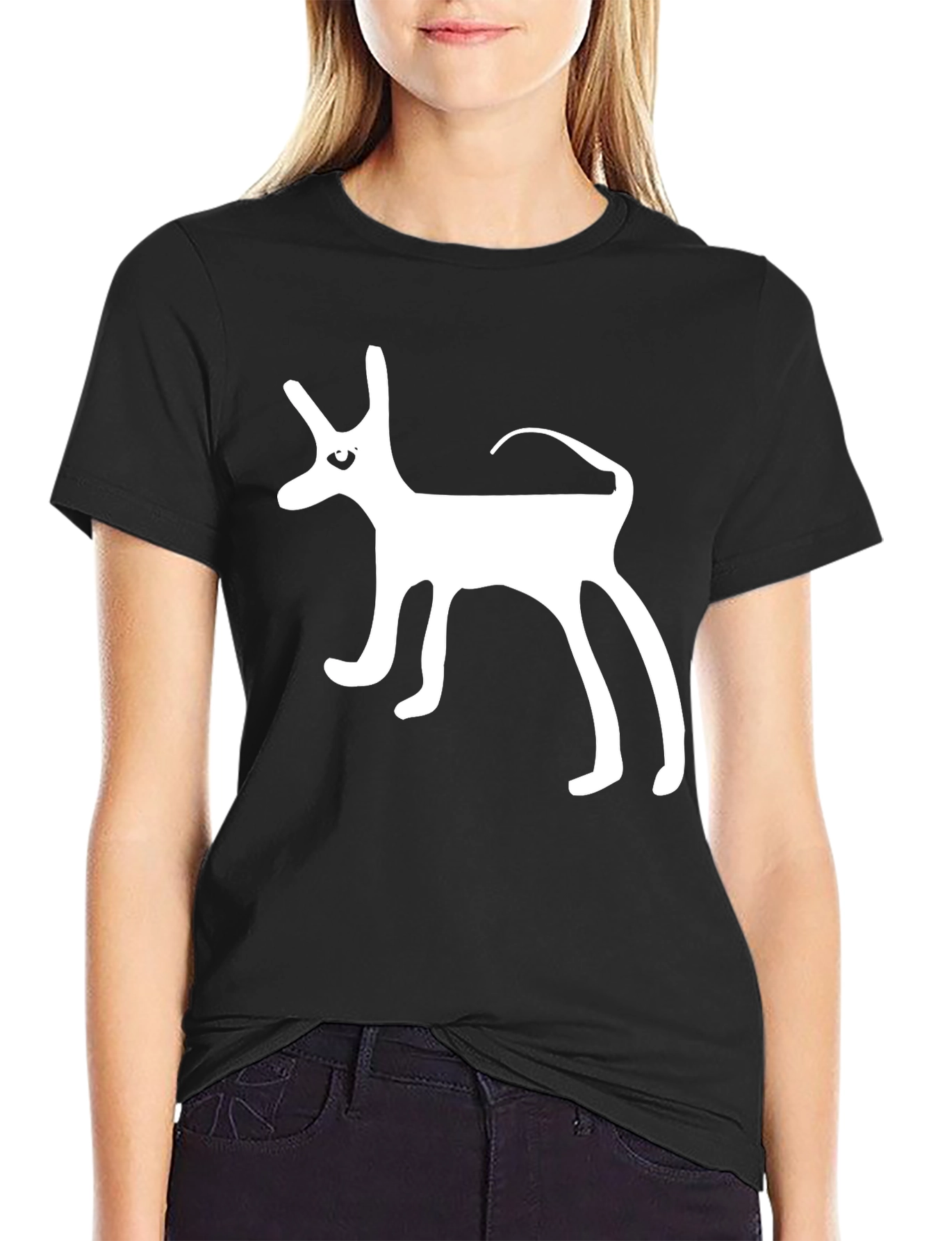 Whimsical Dog Graphic Tee - Black Cotton T-Shirt