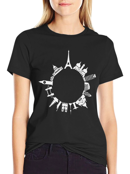 World Landmarks Black Graphic Tee