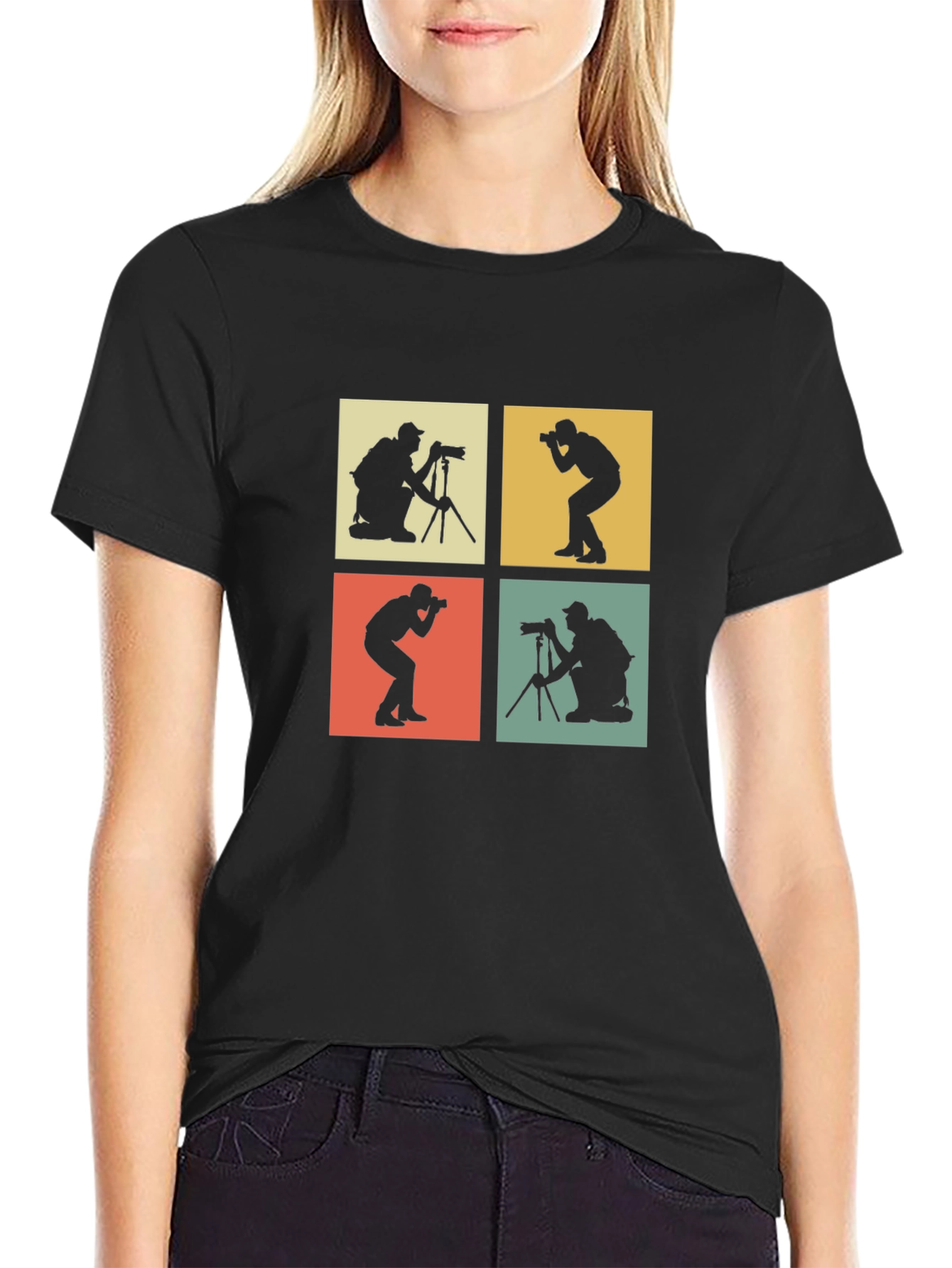 Retro Photographer T-Shirt - Camera Silhouettes