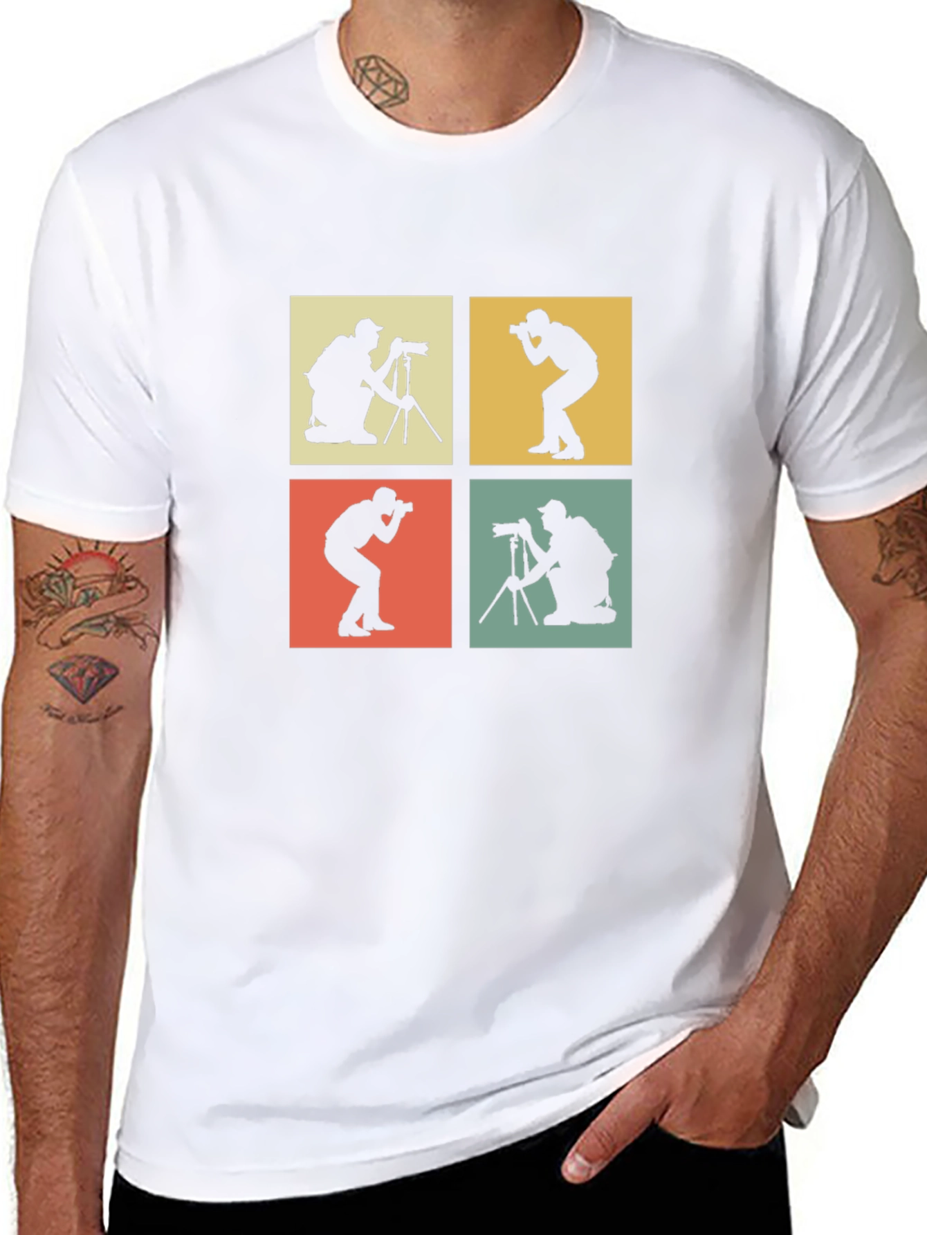 Retro Photographer T-Shirt - Camera Silhouettes