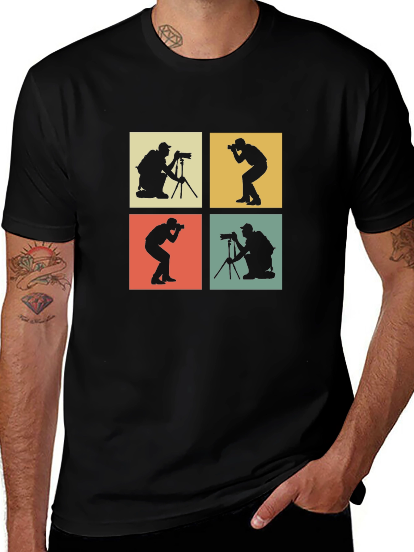 Retro Photographer T-Shirt - Camera Silhouettes