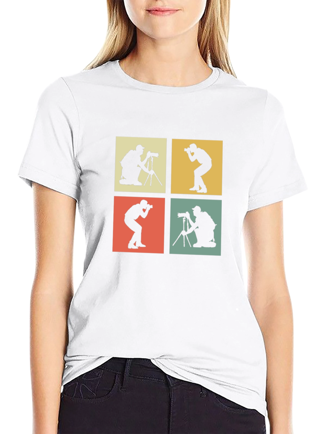 Retro Photographer T-Shirt - Camera Silhouettes