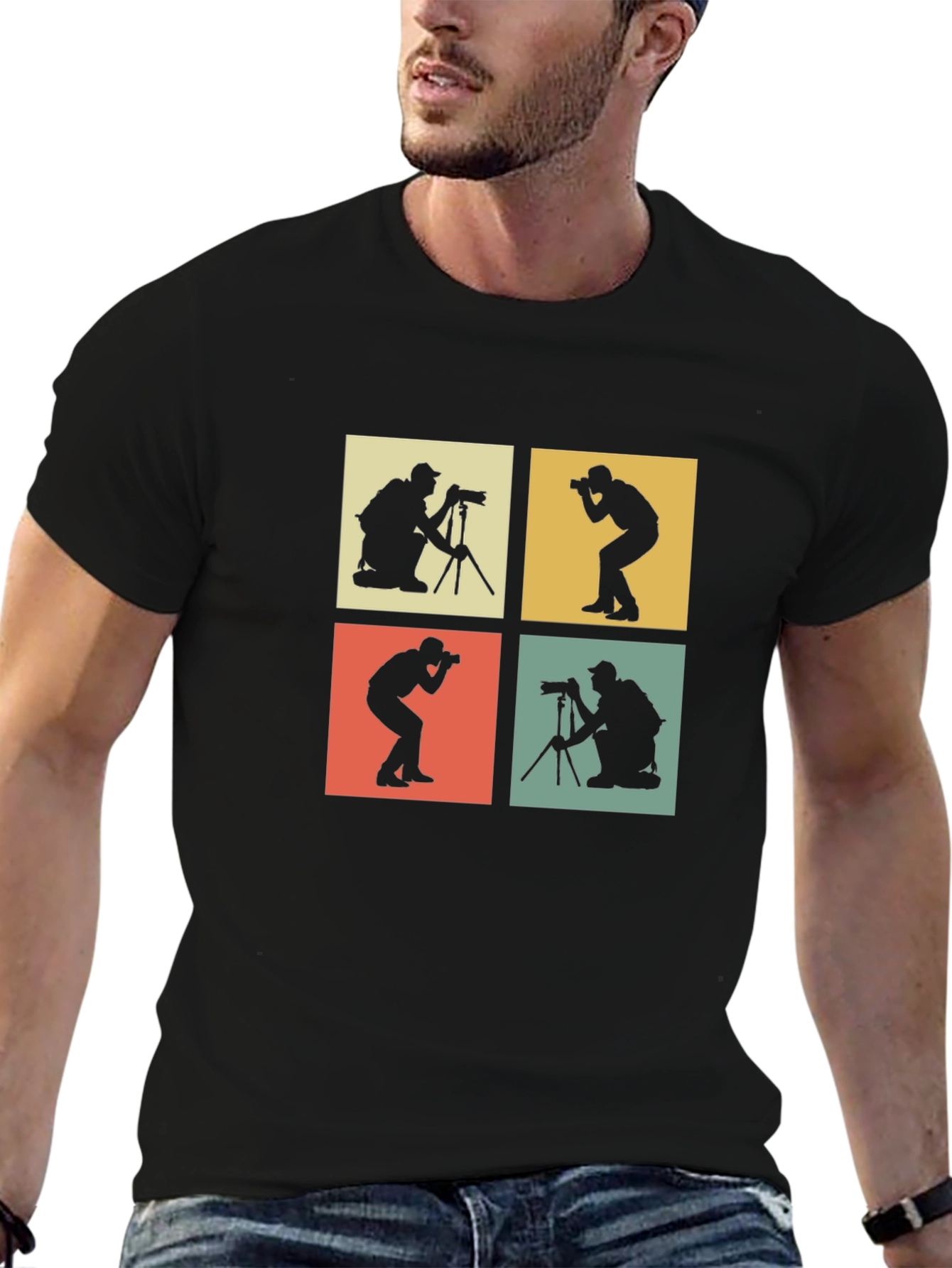 Retro Photographer T-Shirt - Camera Silhouettes