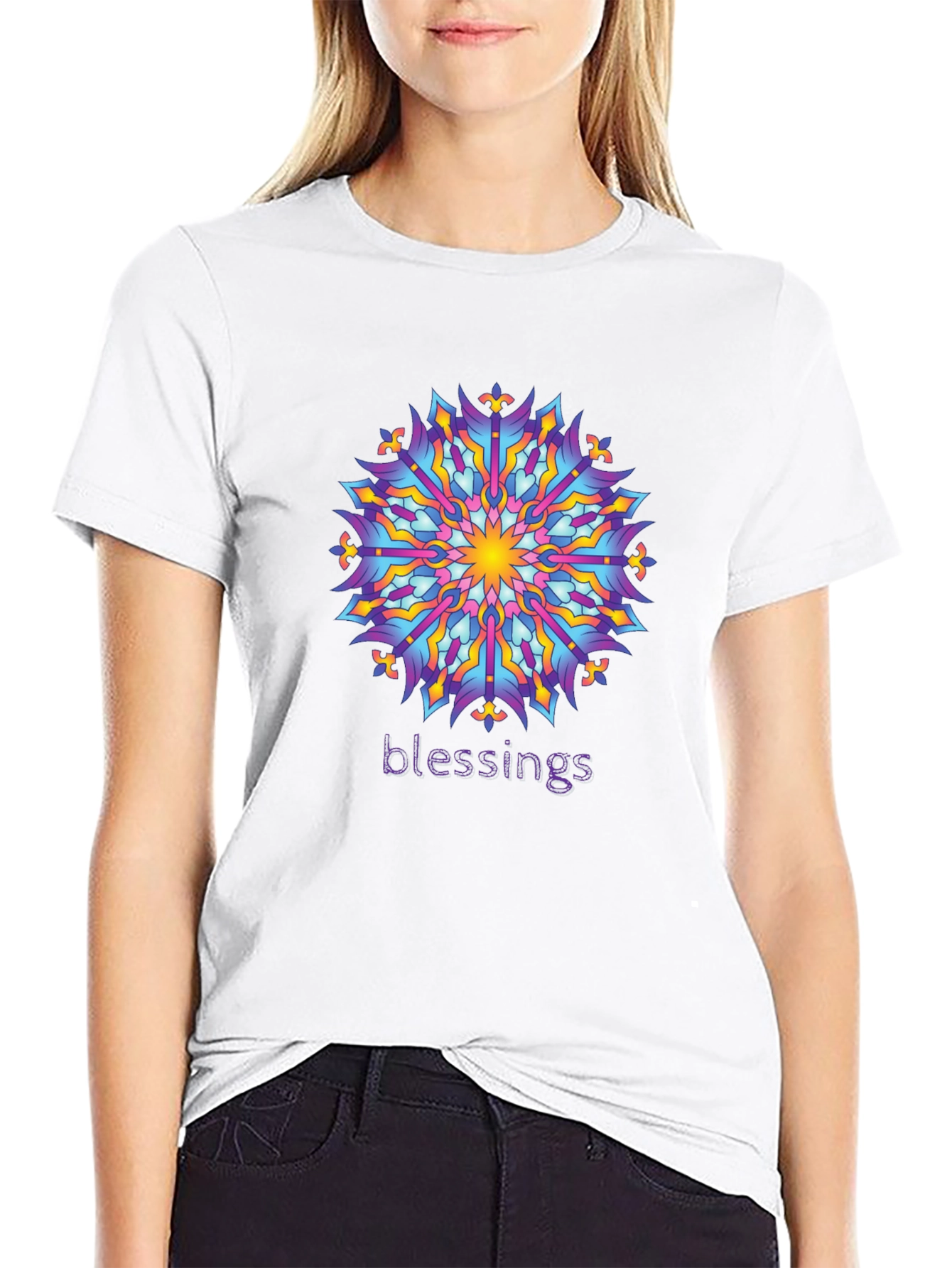 Blessings Mandala Graphic Tee - Black