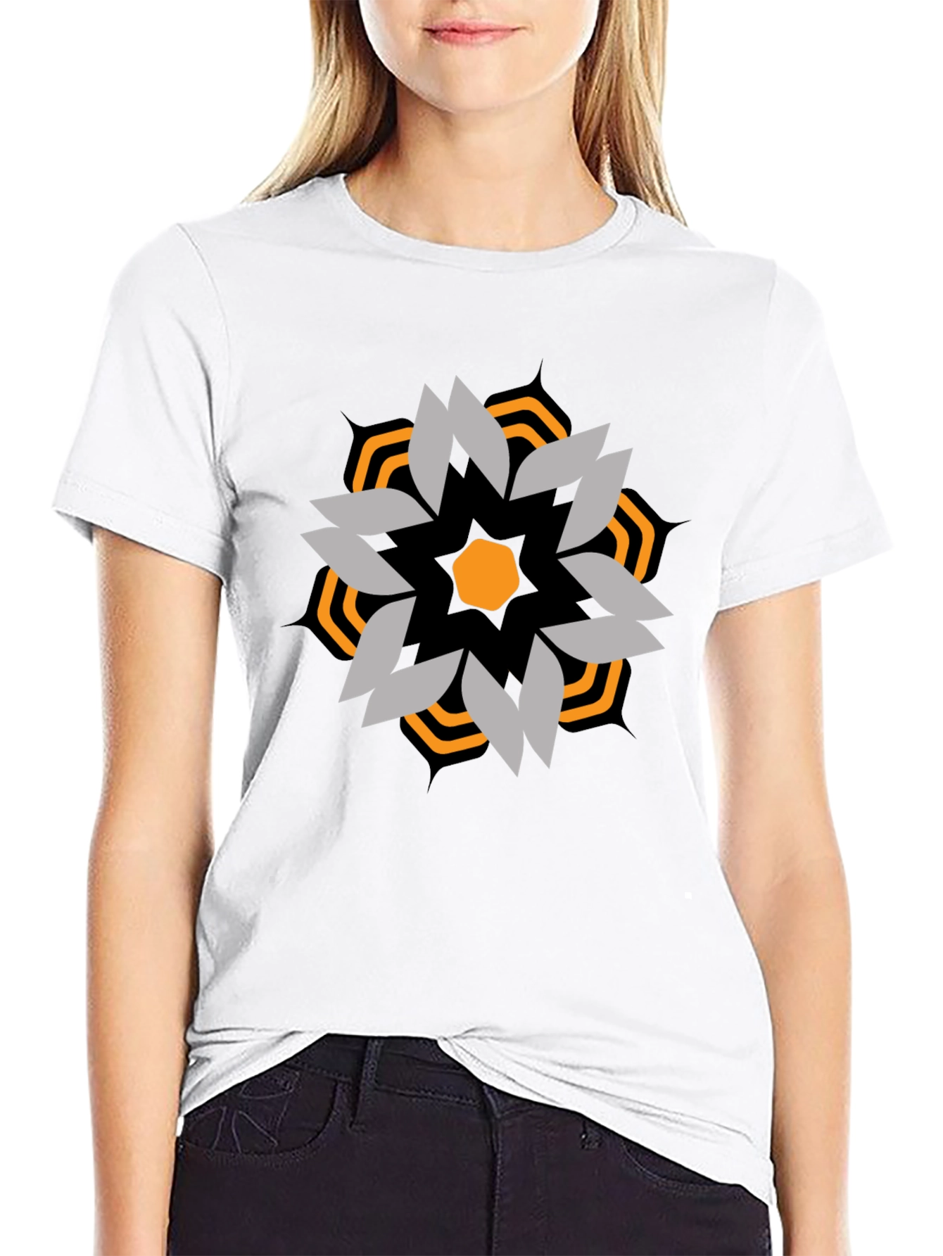 Geometric Graphic Tee - Stylish Black T-Shirt