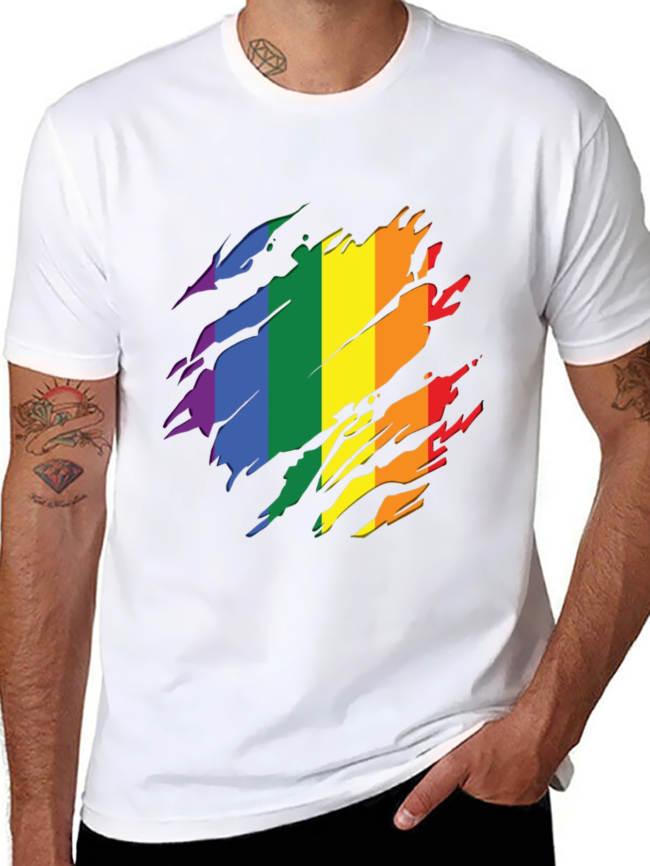 Pride Rainbow Graphic Tee - Stylish Black T-Shirt
