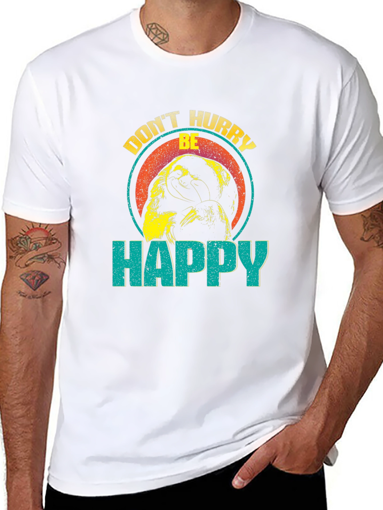 Dont Hurry Be Happy Sloth Graphic T-Shirt