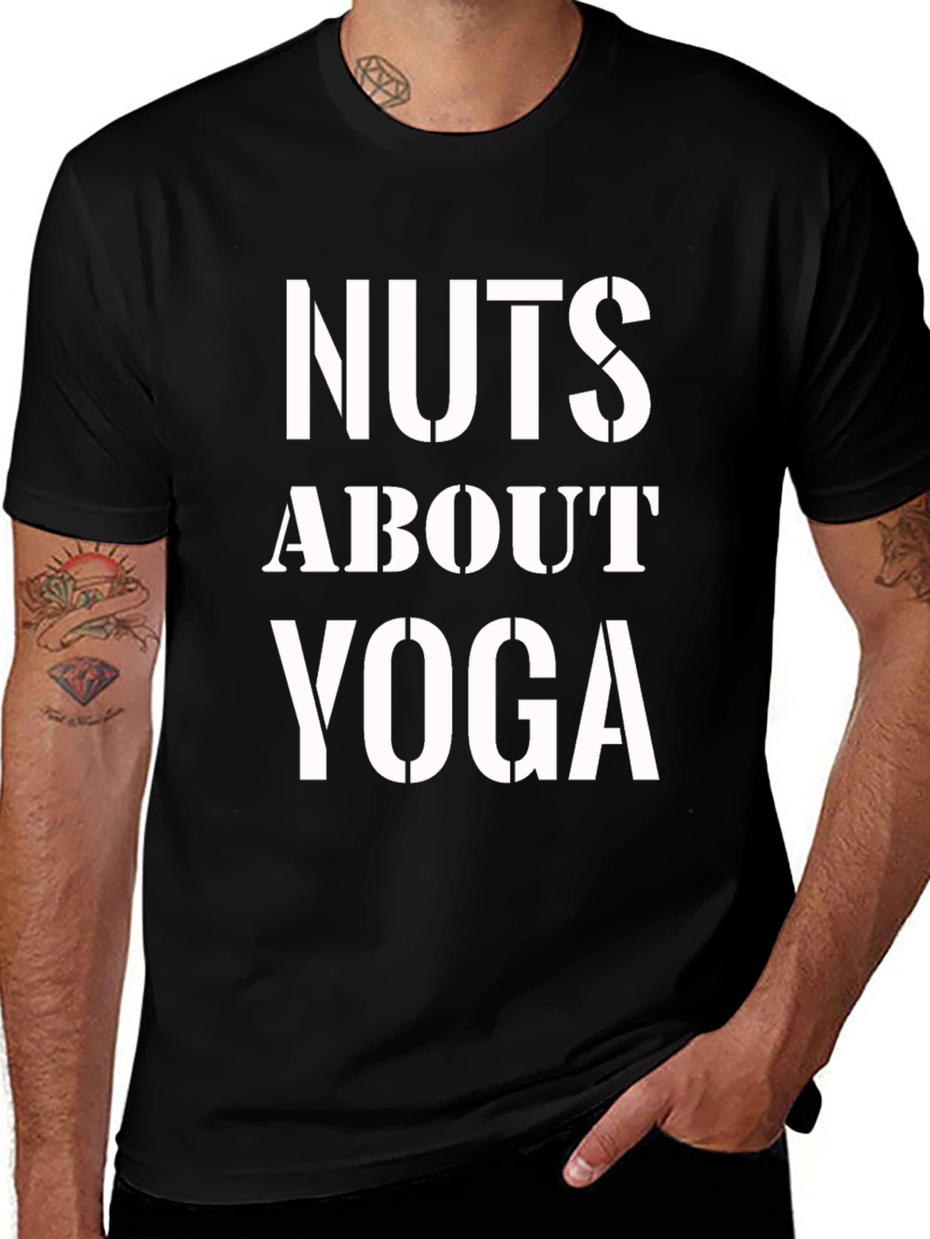 Nuts About Yoga T-Shirt - Black Graphic Tee