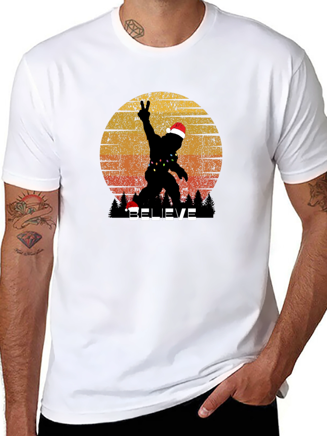 Believe Bigfoot Christmas T-Shirt