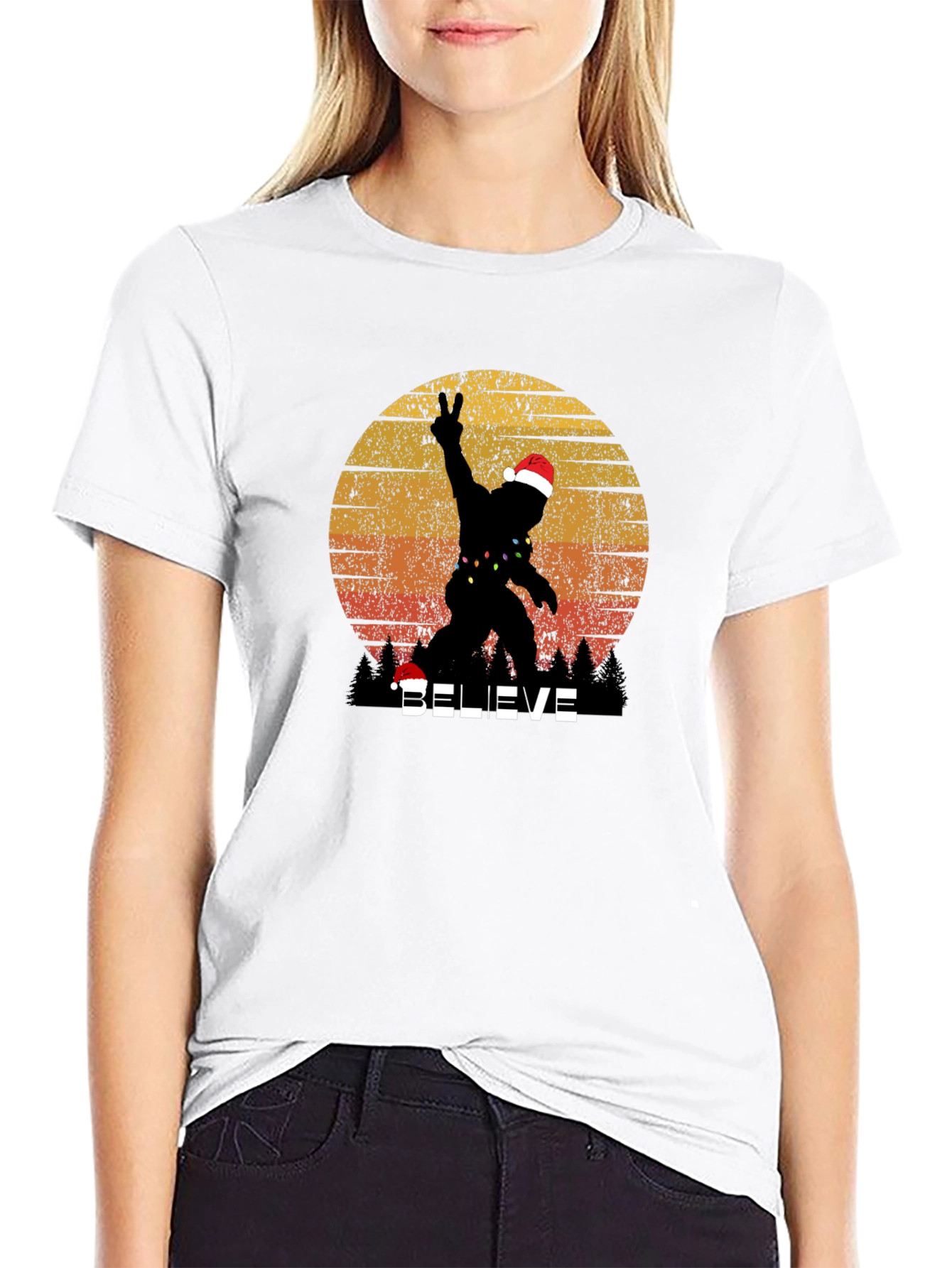 Believe Bigfoot Christmas T-Shirt