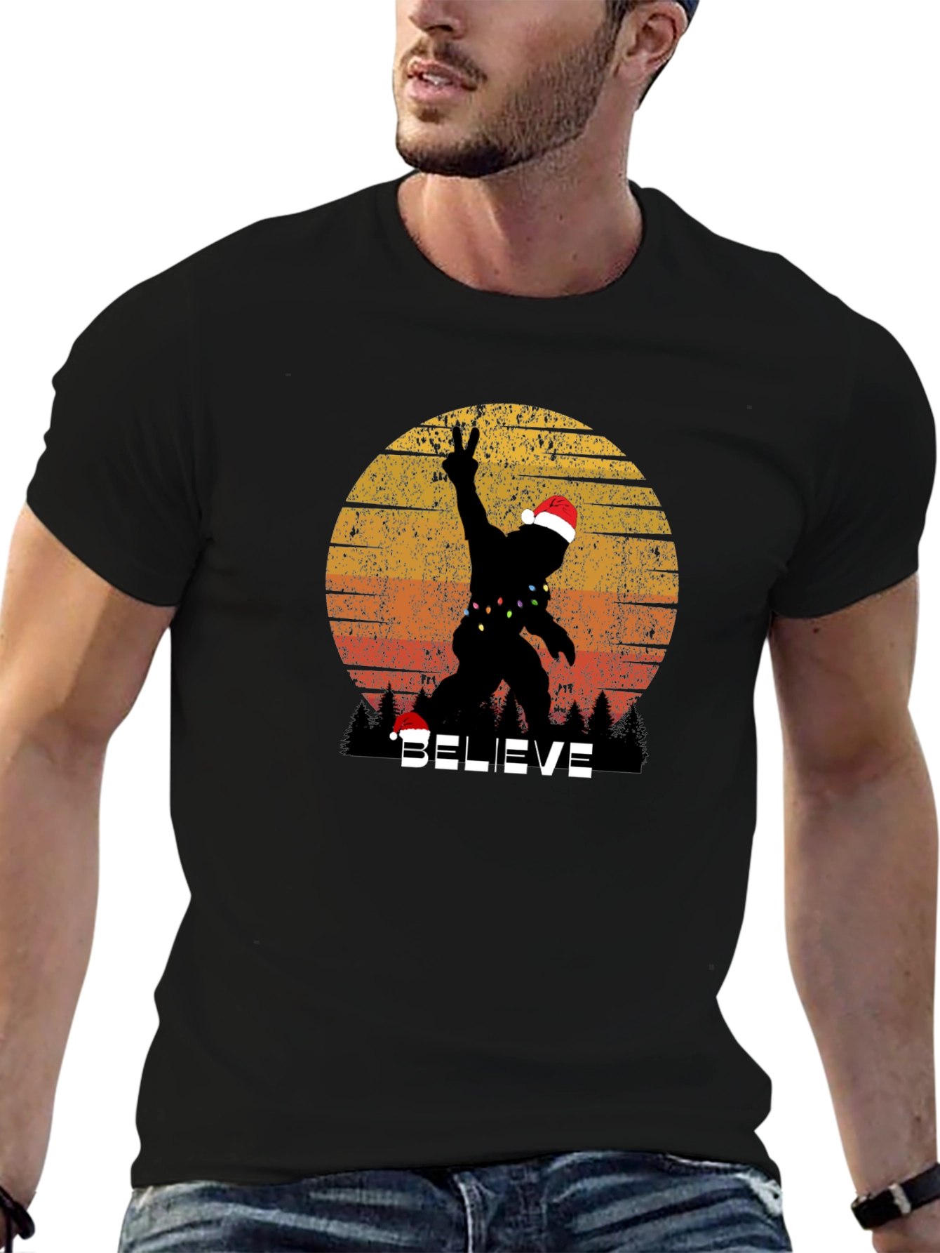 Believe Bigfoot Christmas T-Shirt
