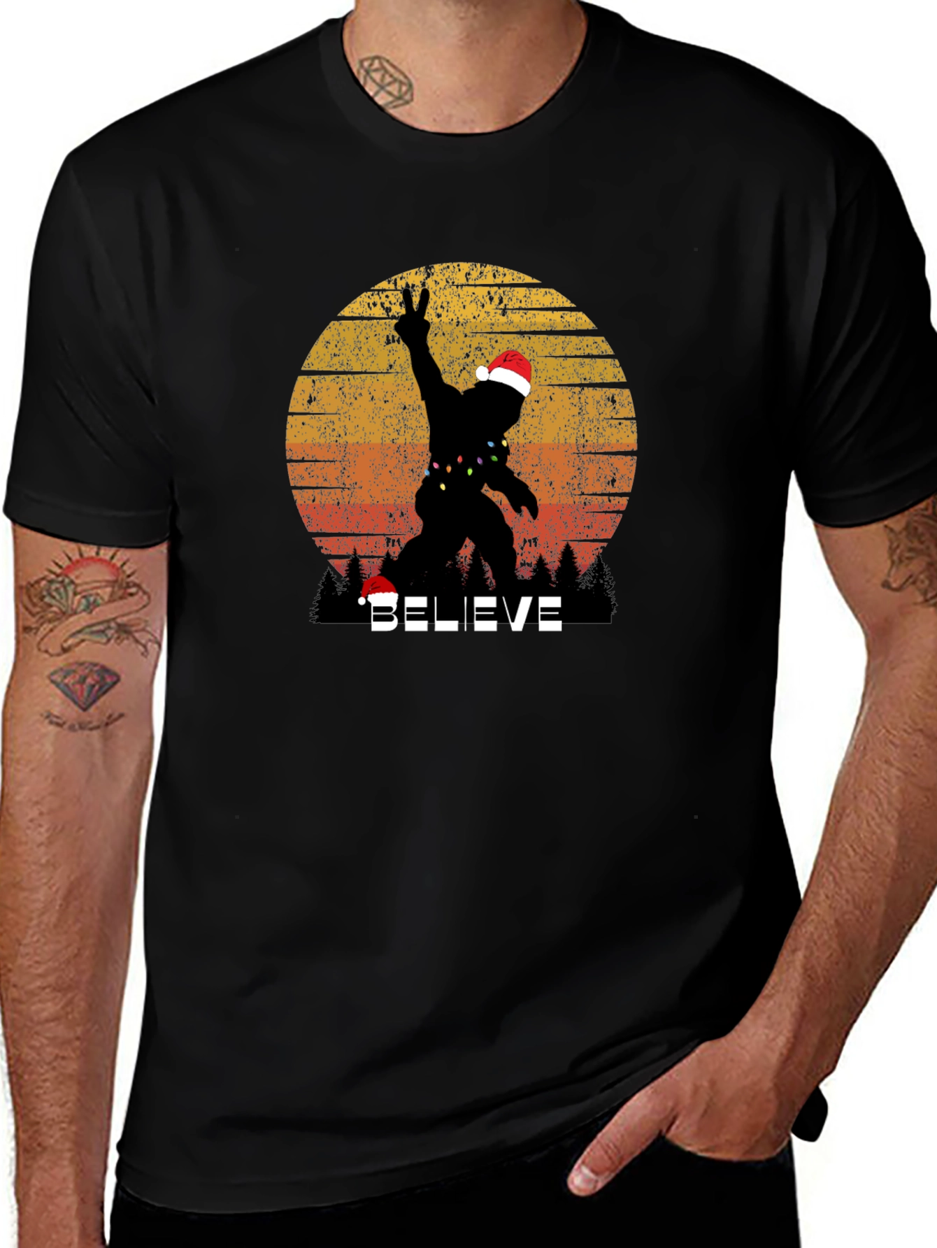 Believe Bigfoot Christmas T-Shirt