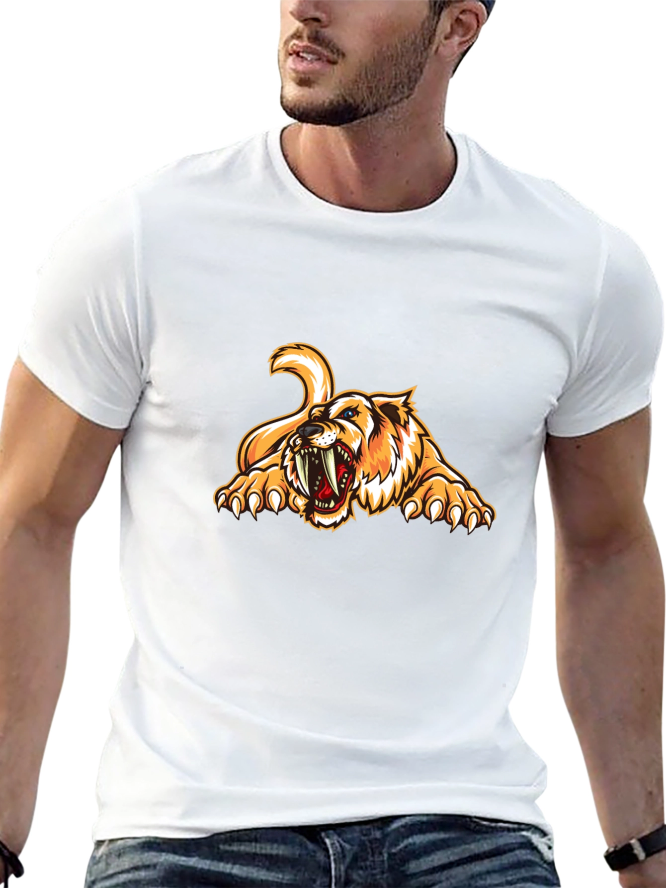 Roaring Saber-Tooth Tiger Graphic Tee