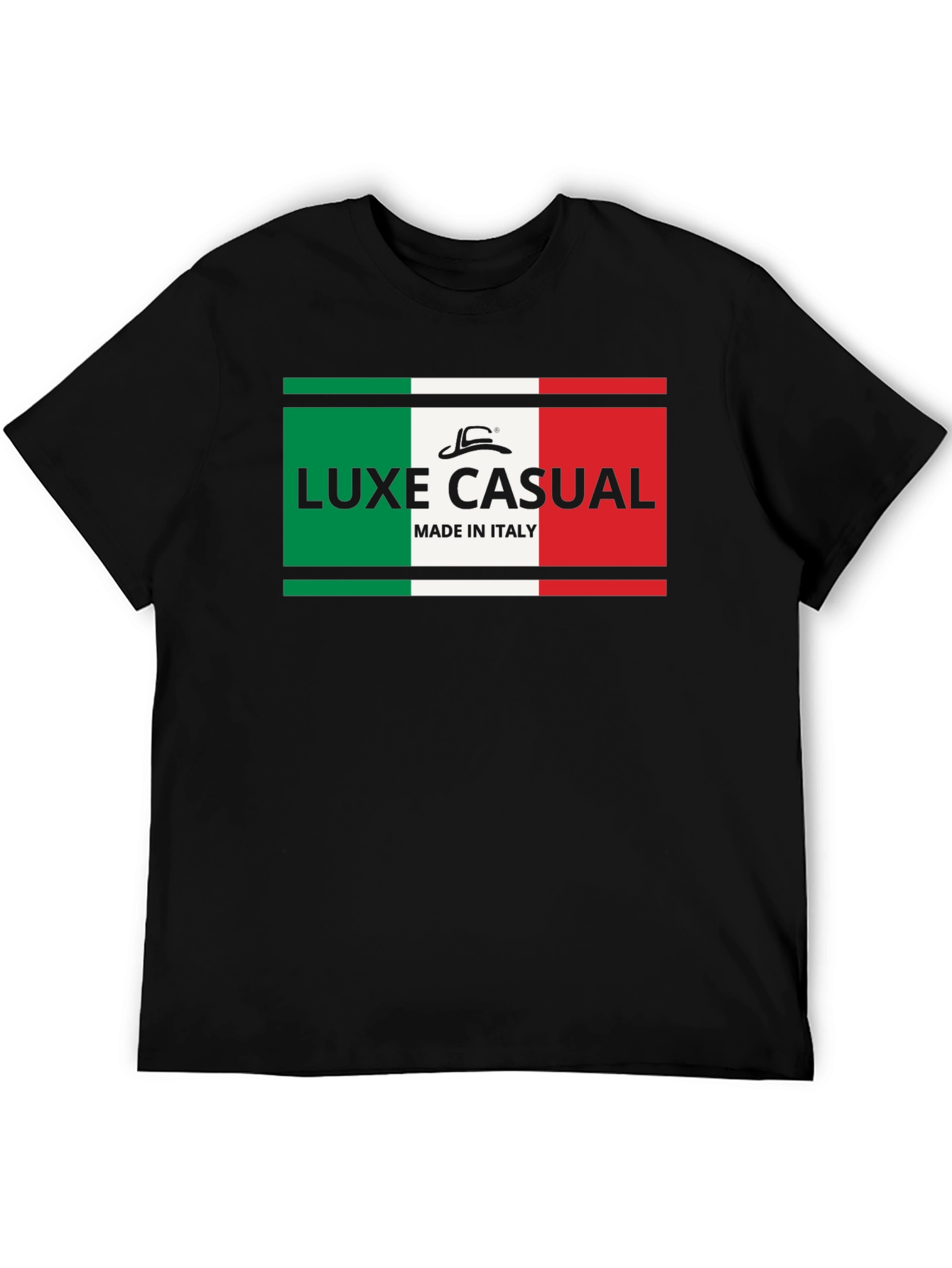 Luxe Casual Italy Flag T-Shirt - Black