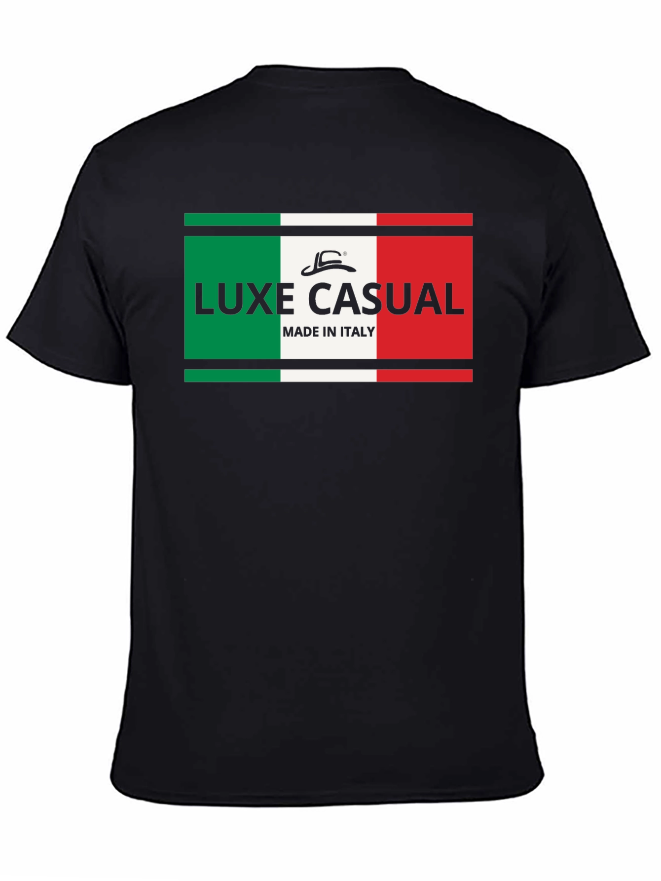 Luxe Casual Italy Flag T-Shirt - Black