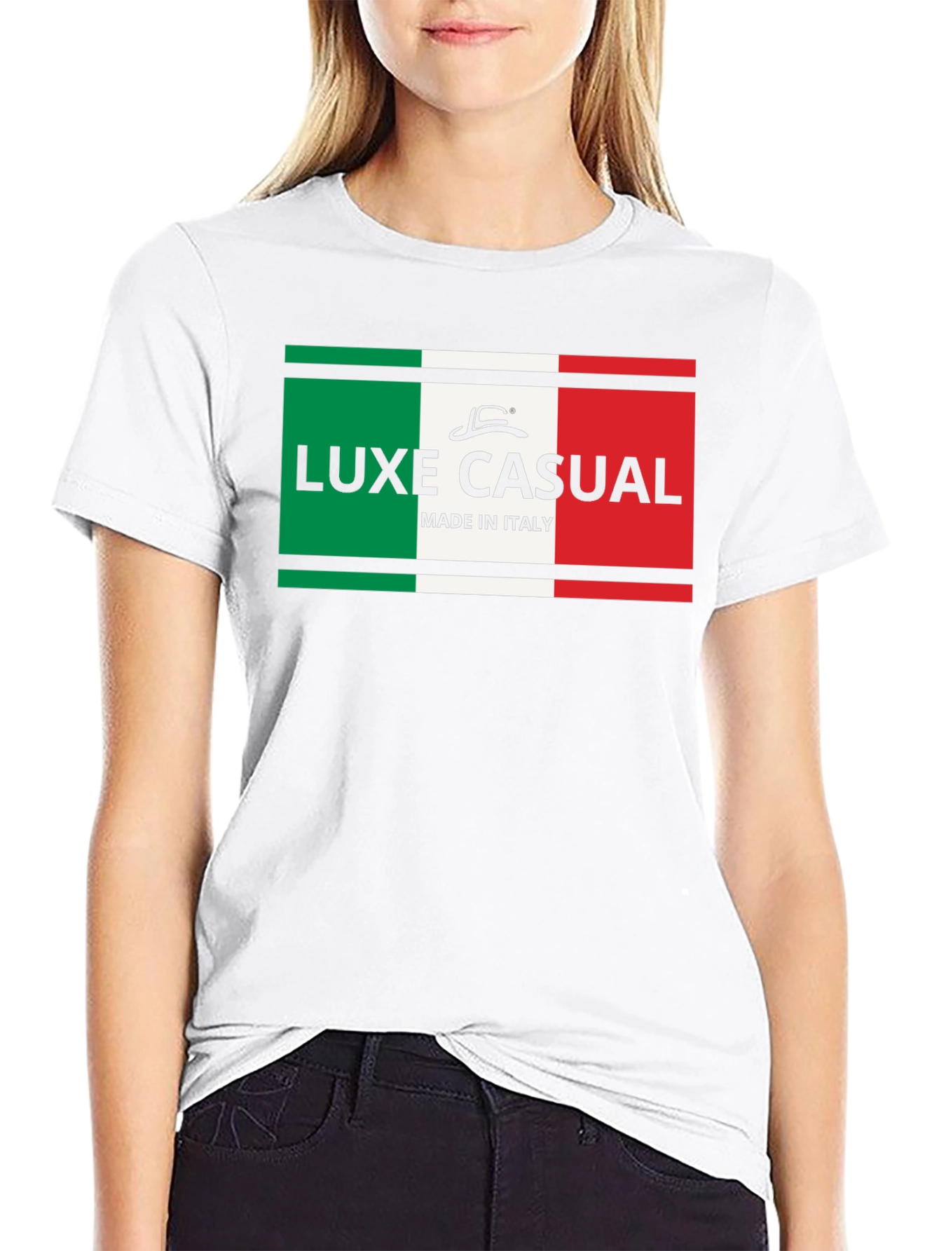 Luxe Casual Italy Flag T-Shirt - Black