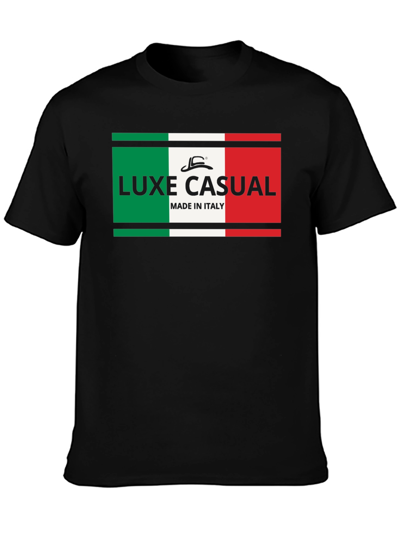 Luxe Casual Italy Flag T-Shirt - Black