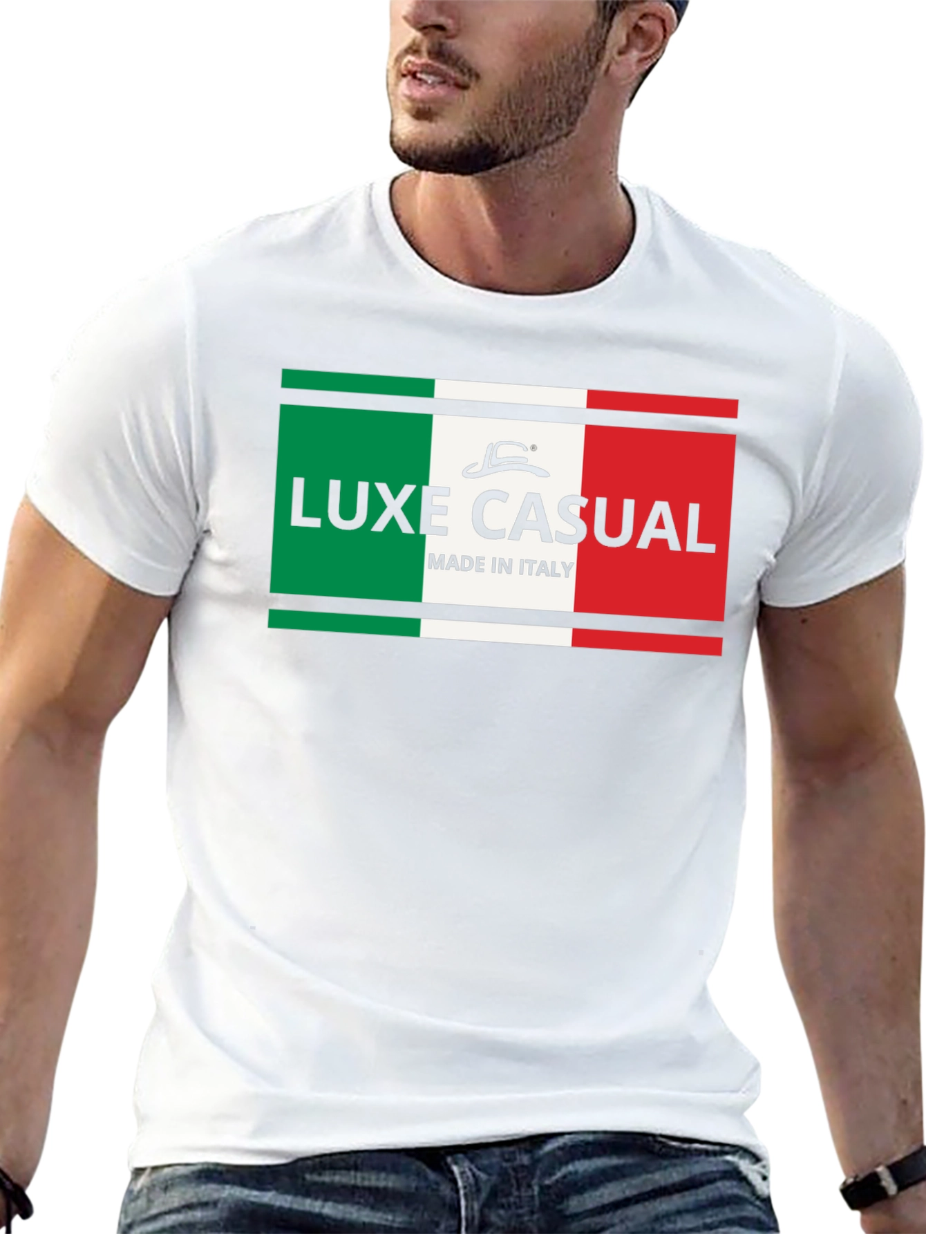 Luxe Casual Italy Flag T-Shirt - Black