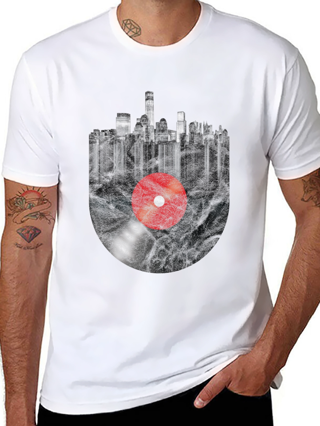 Urban Vinyl T-Shirt - Music Cityscape Tee