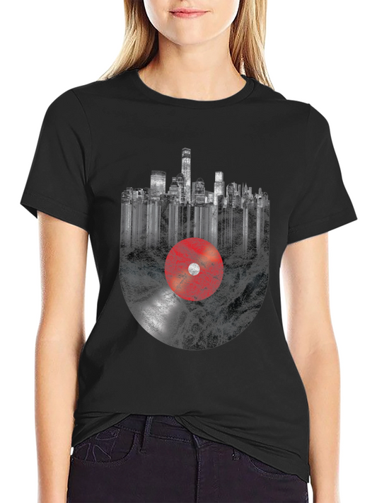 Urban Vinyl T-Shirt - Music Cityscape Tee