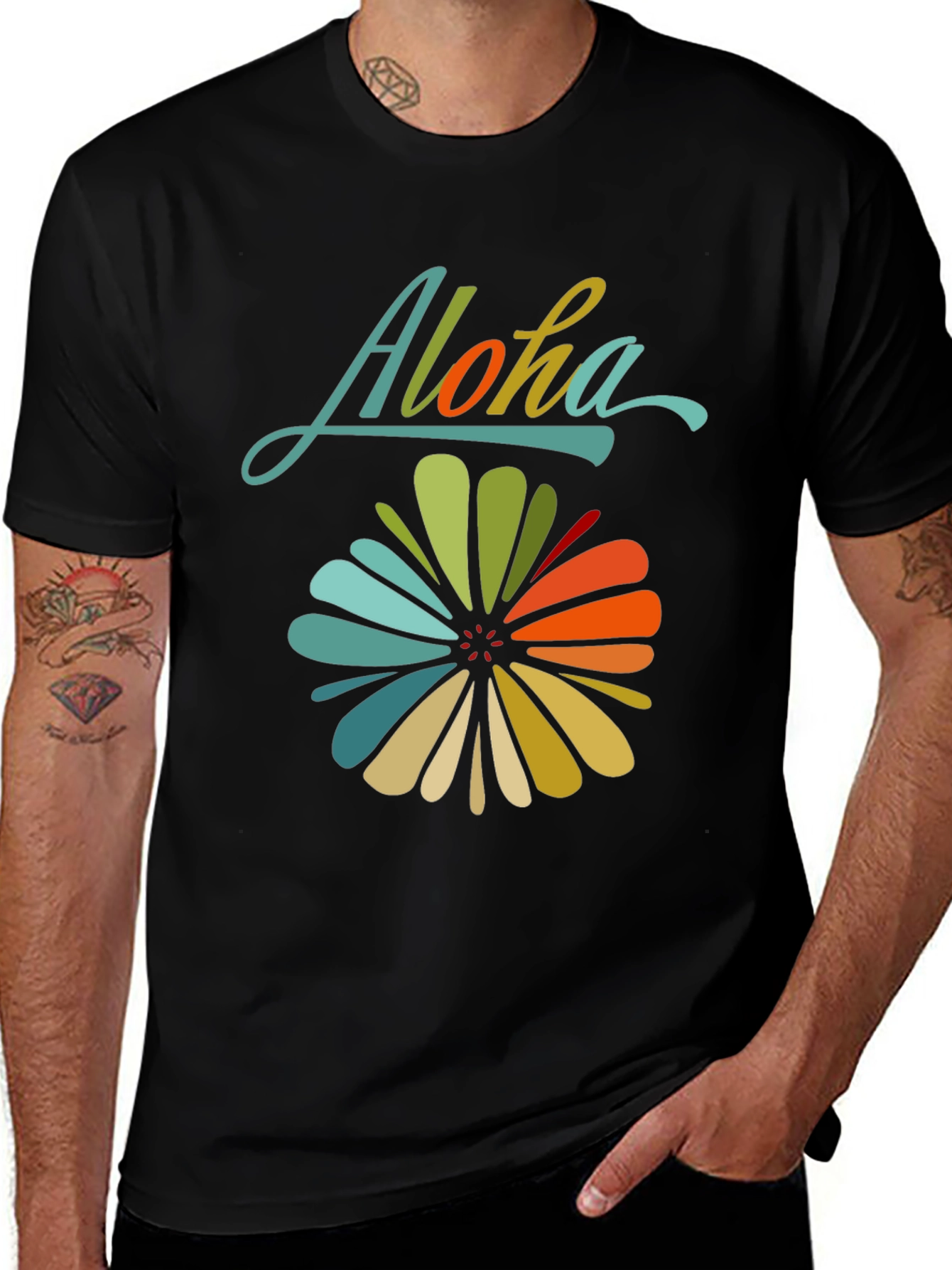 Aloha Floral Graphic Tee - Retro Hawaiian Style