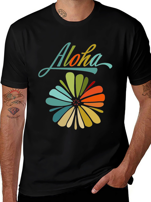 Aloha Floral Graphic Tee - Retro Hawaiian Style