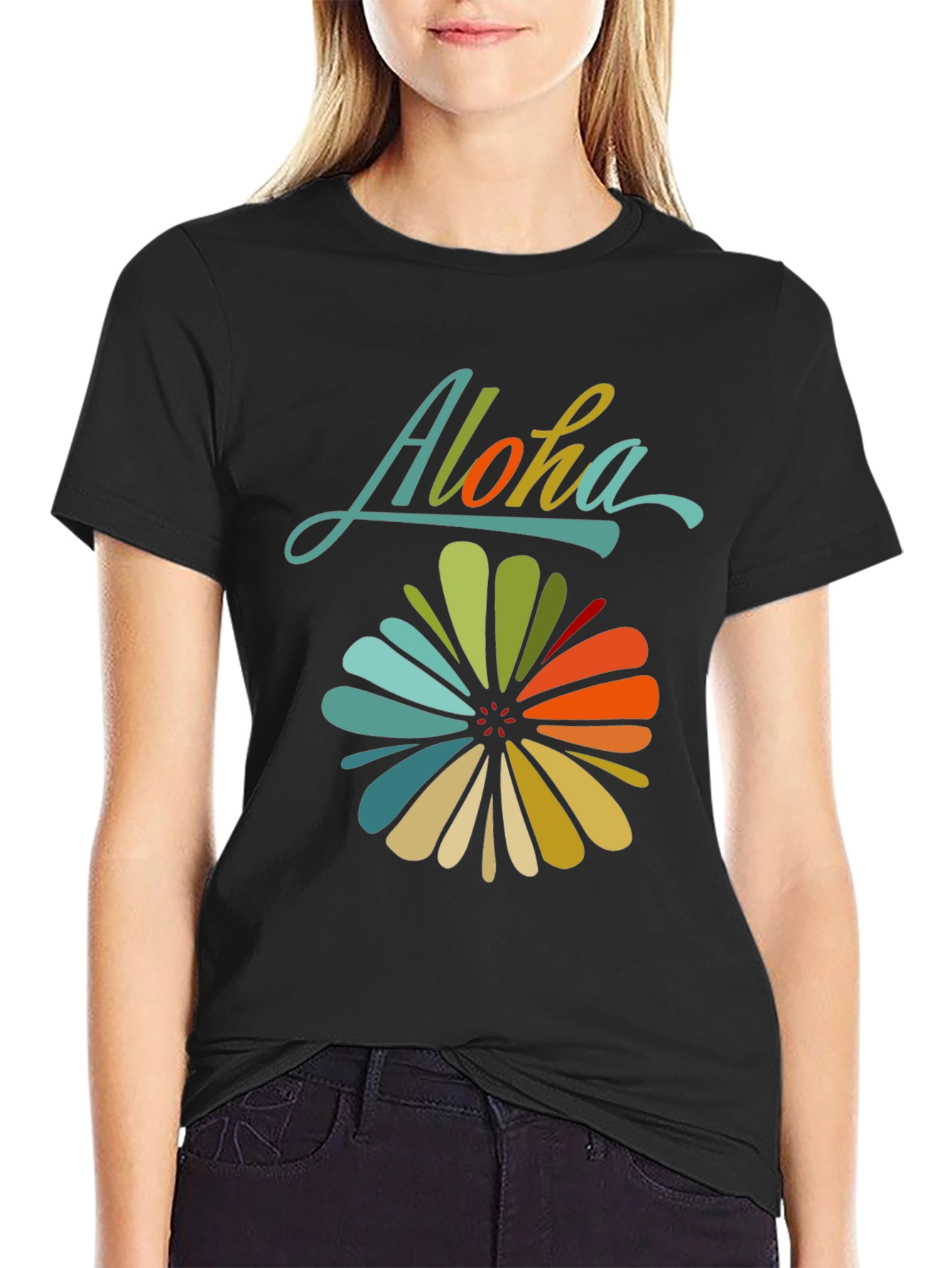 Aloha Floral Graphic Tee - Retro Hawaiian Style