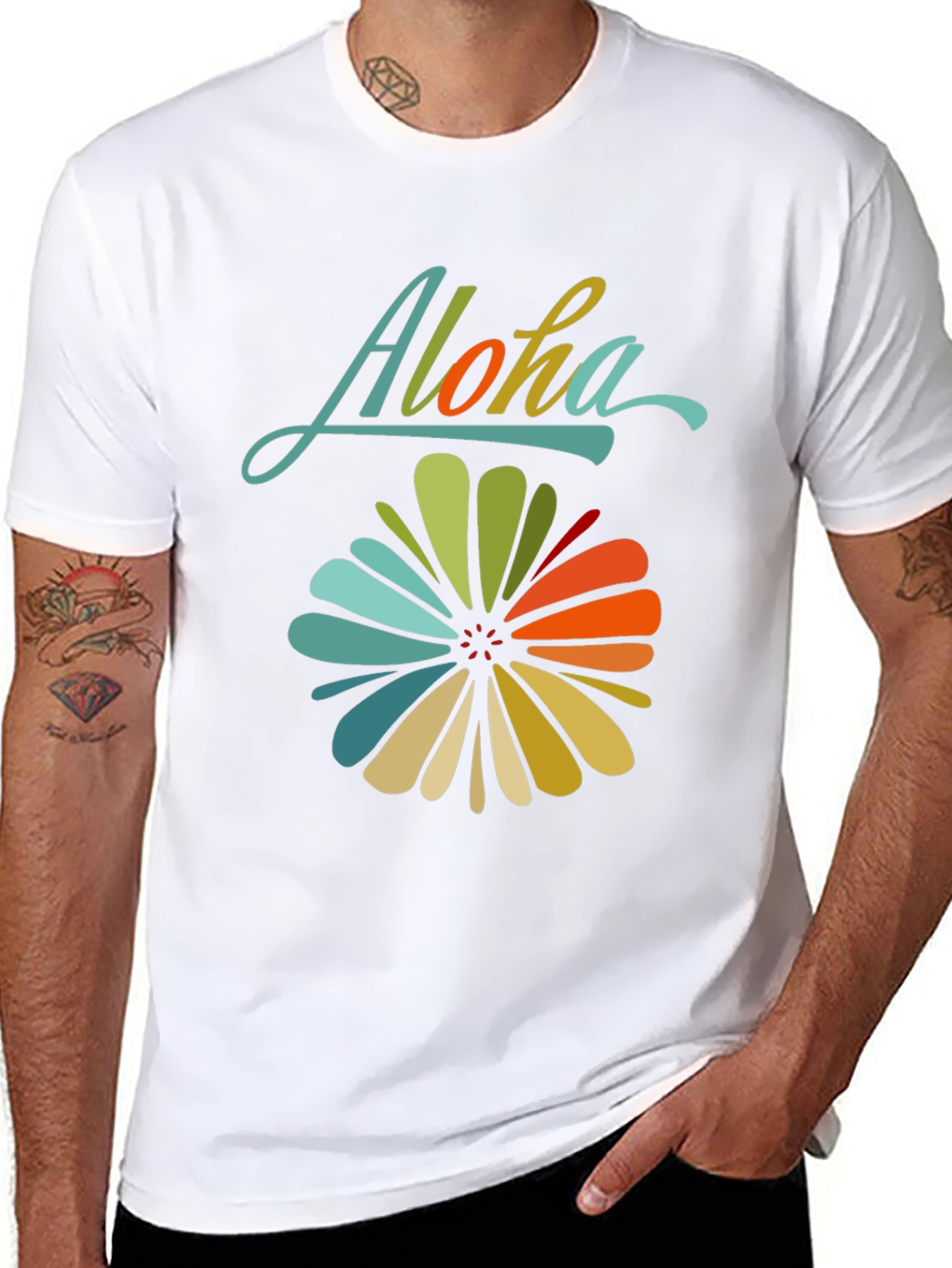 Aloha Floral Graphic Tee - Retro Hawaiian Style