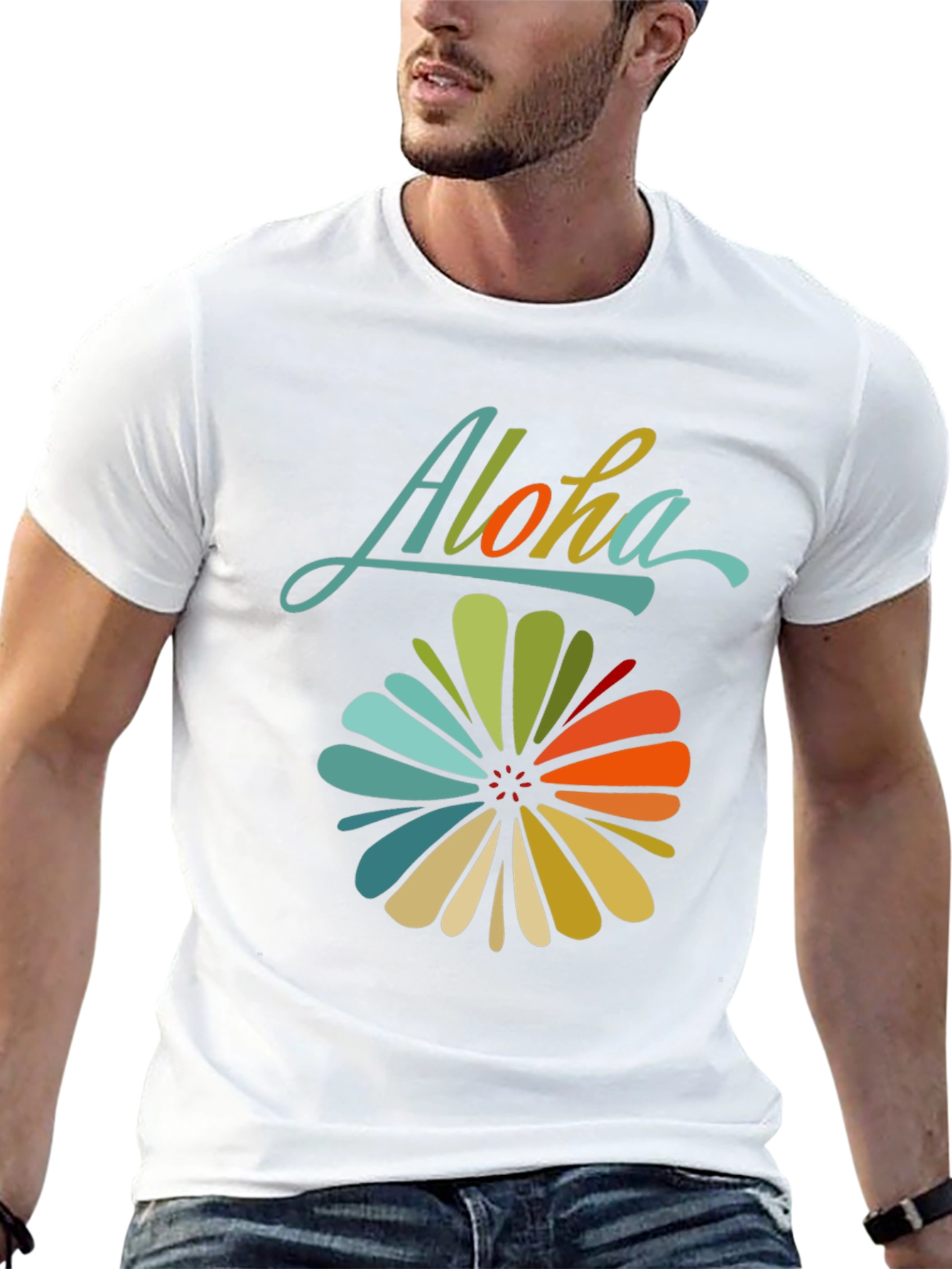 Aloha Floral Graphic Tee - Retro Hawaiian Style