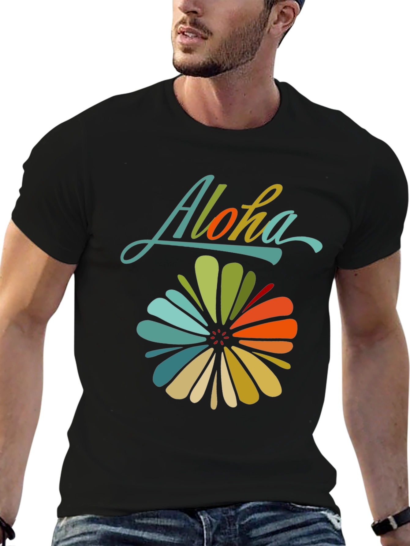 Aloha Floral Graphic Tee - Retro Hawaiian Style