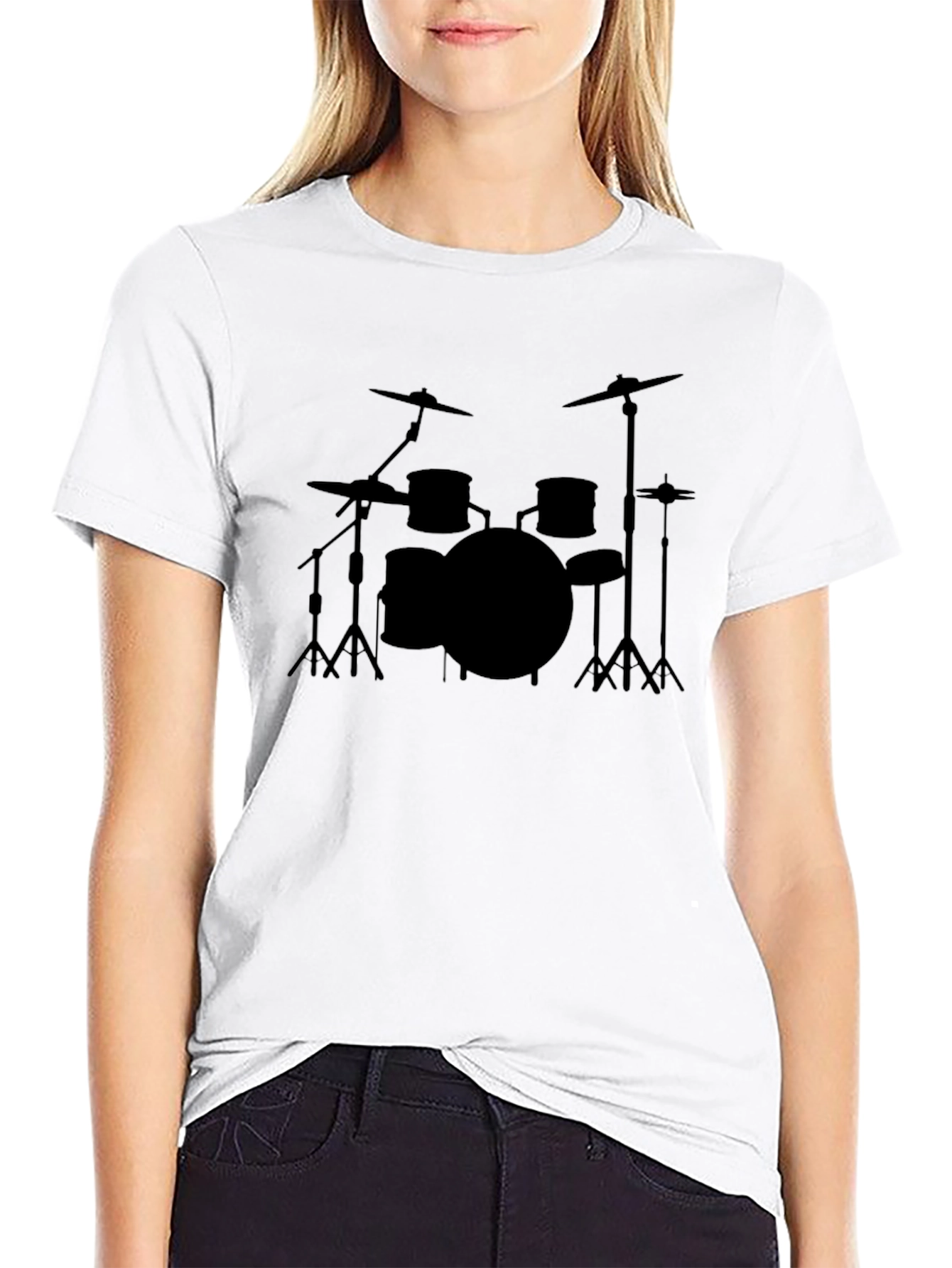 Black Drum Set Graphic T-Shirt