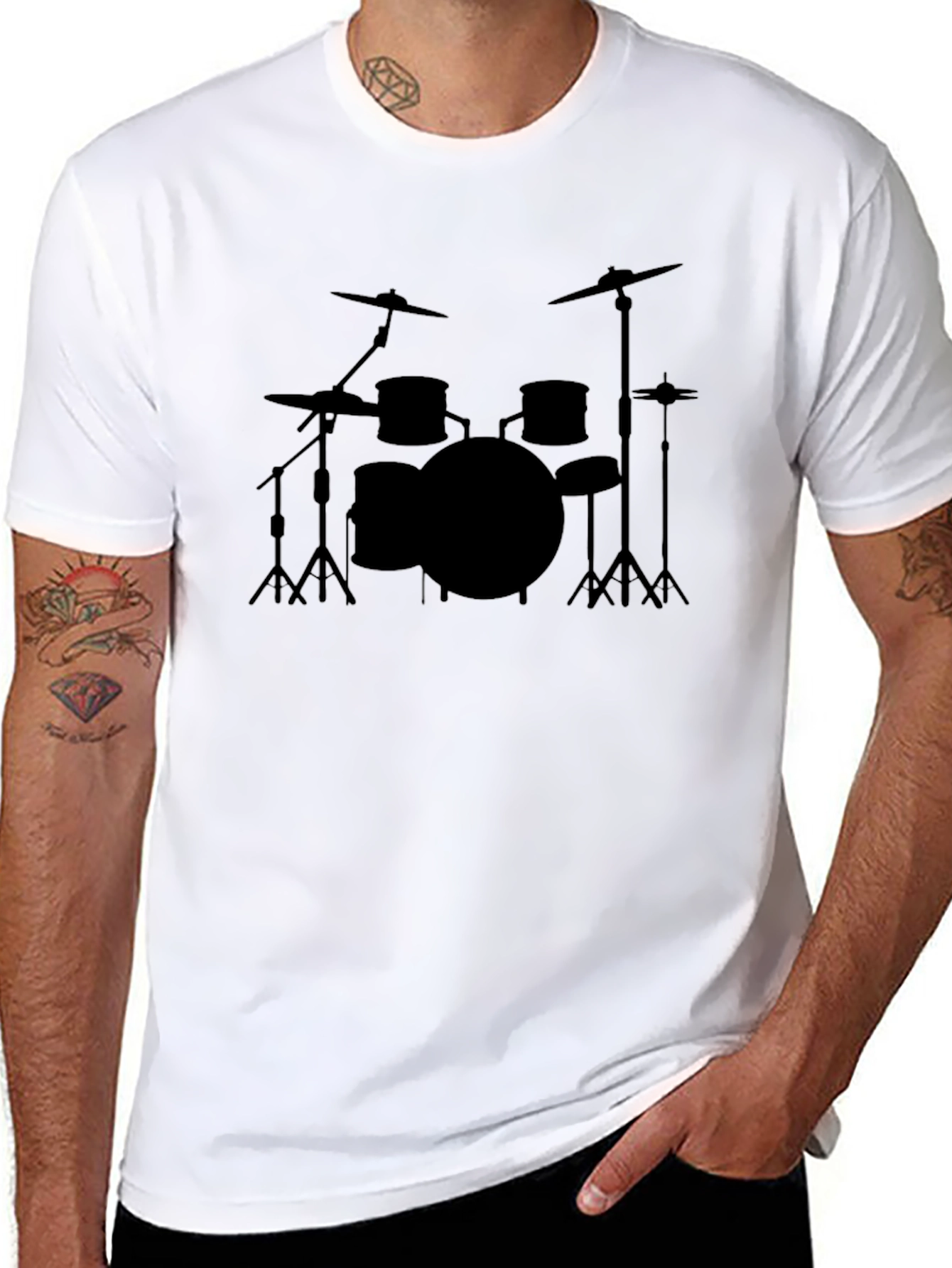 Black Drum Set Graphic T-Shirt