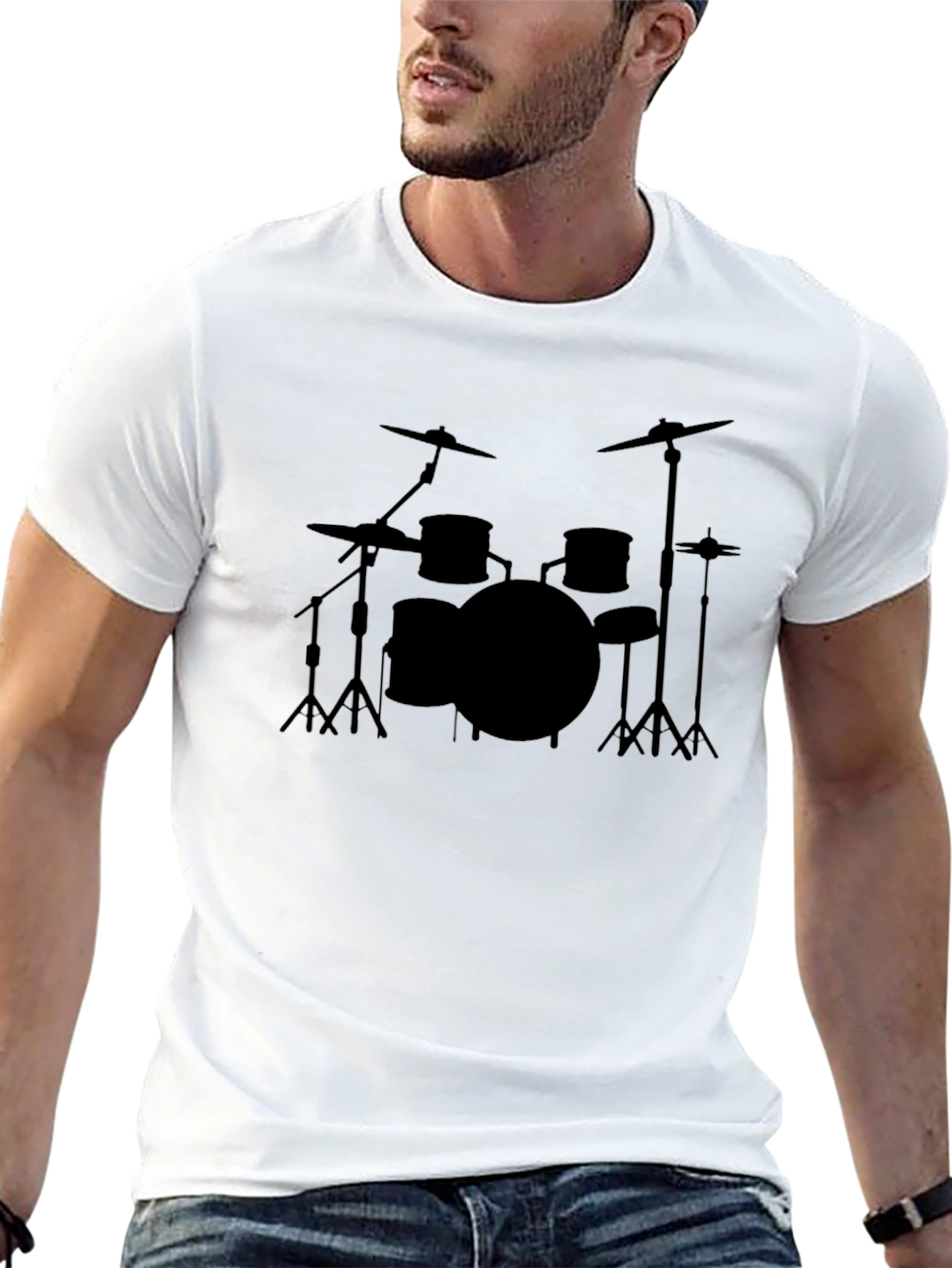Black Drum Set Graphic T-Shirt