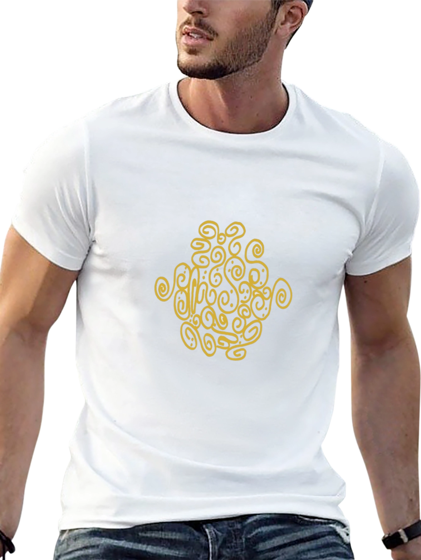 Abstract Swirl Graphic Black T-Shirt