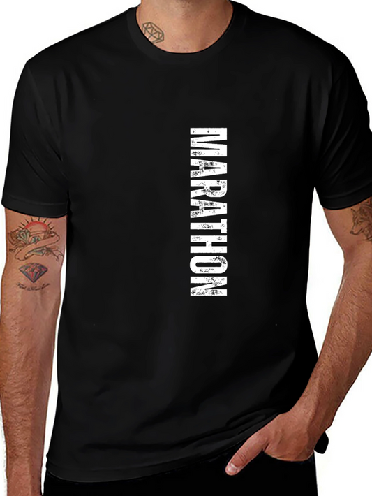Marathon Distressed Graphic Black T-Shirt