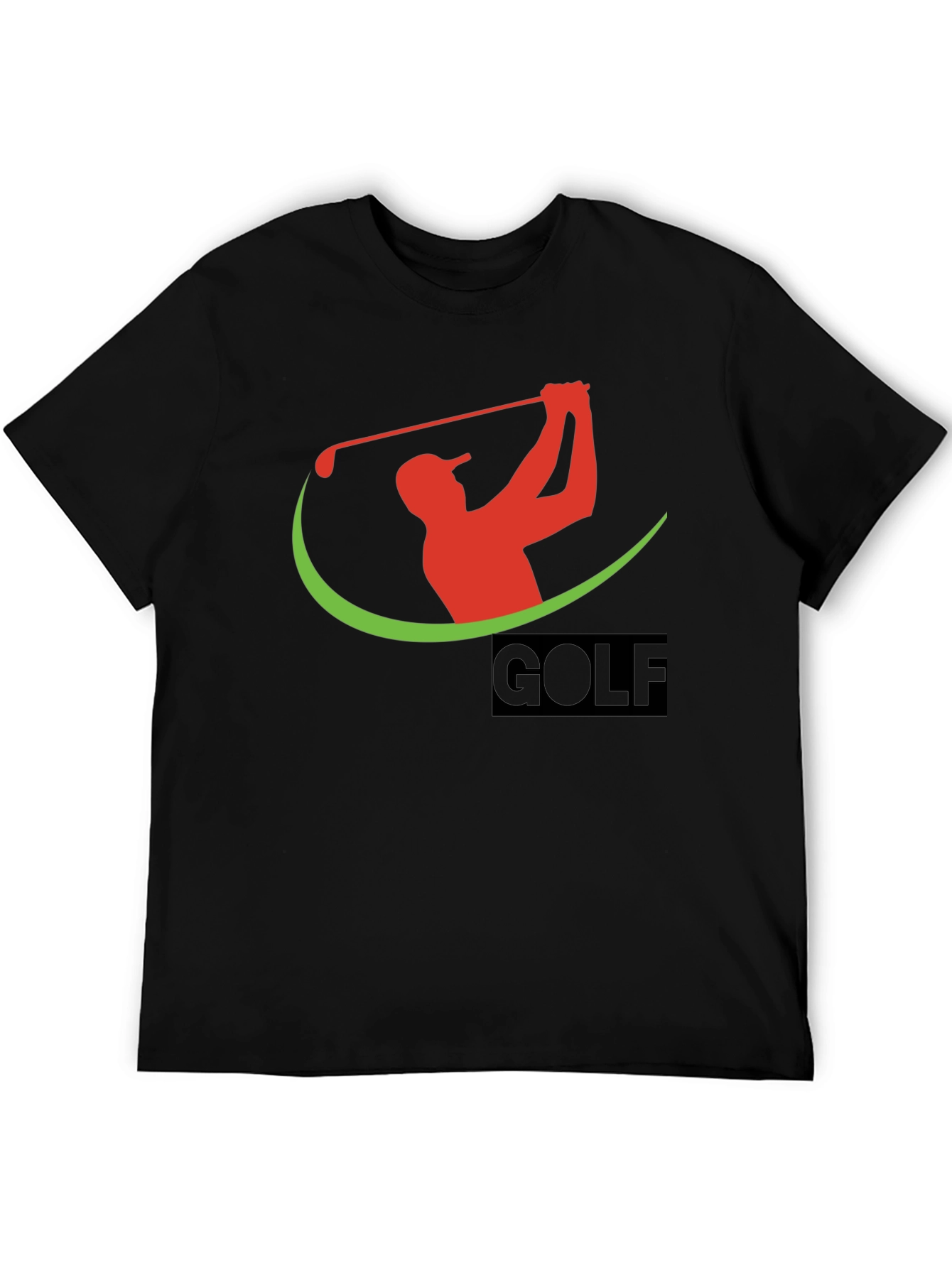 Golfing Tee - Red Swing Logo on Black Cotton