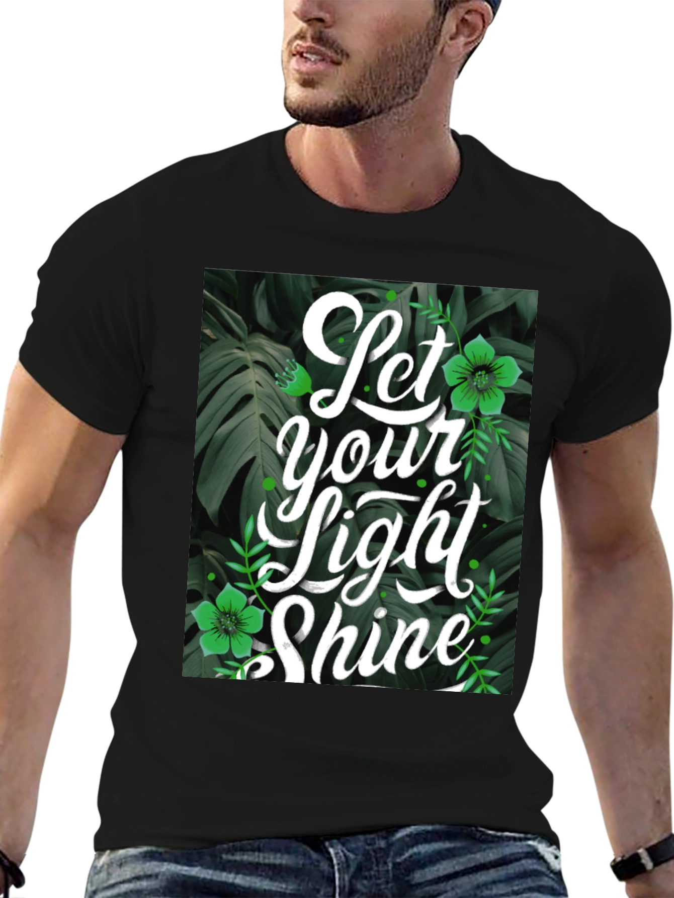 Let Your Light Shine Black Graphic T-Shirt