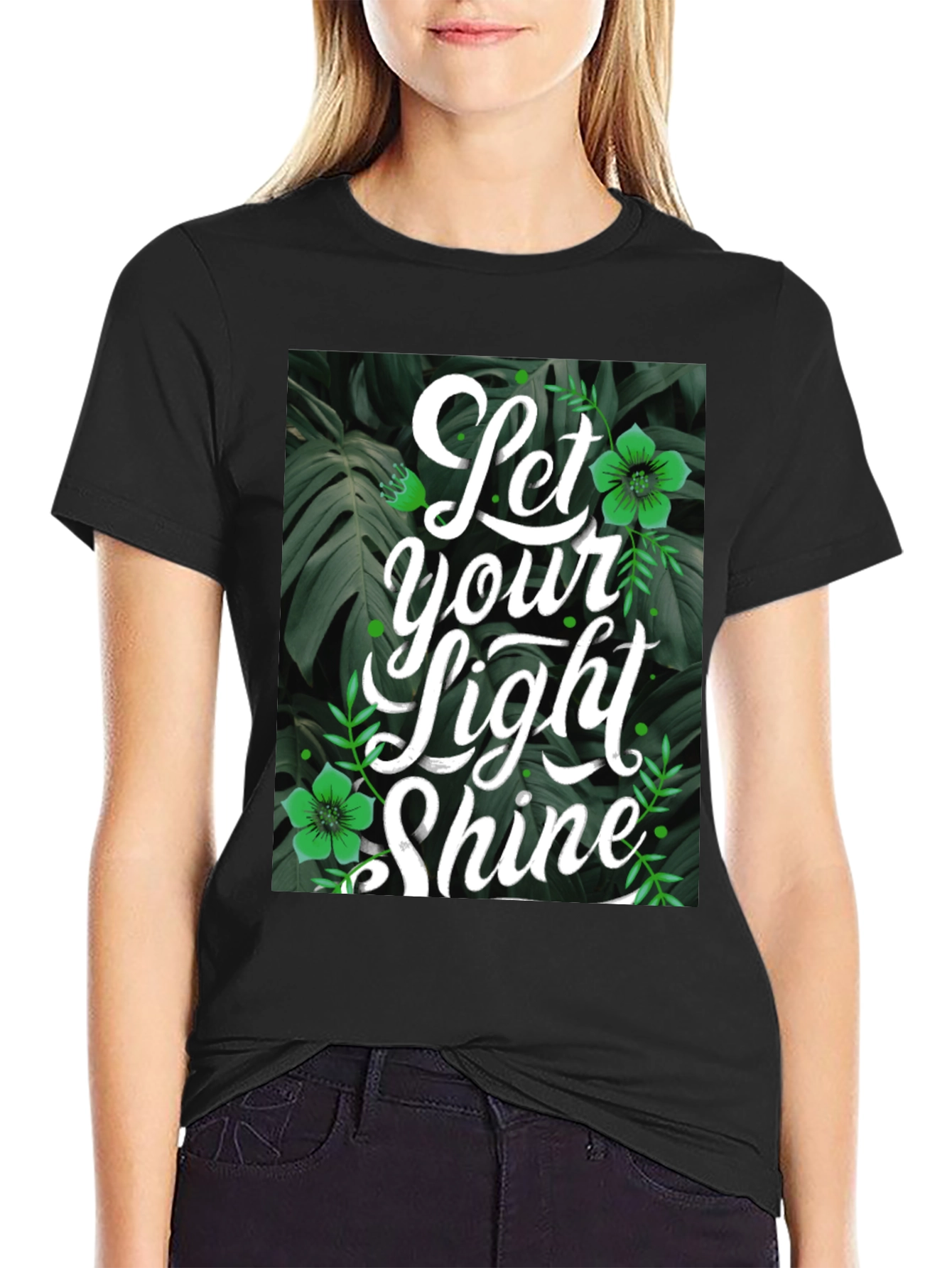 Let Your Light Shine Black Graphic T-Shirt
