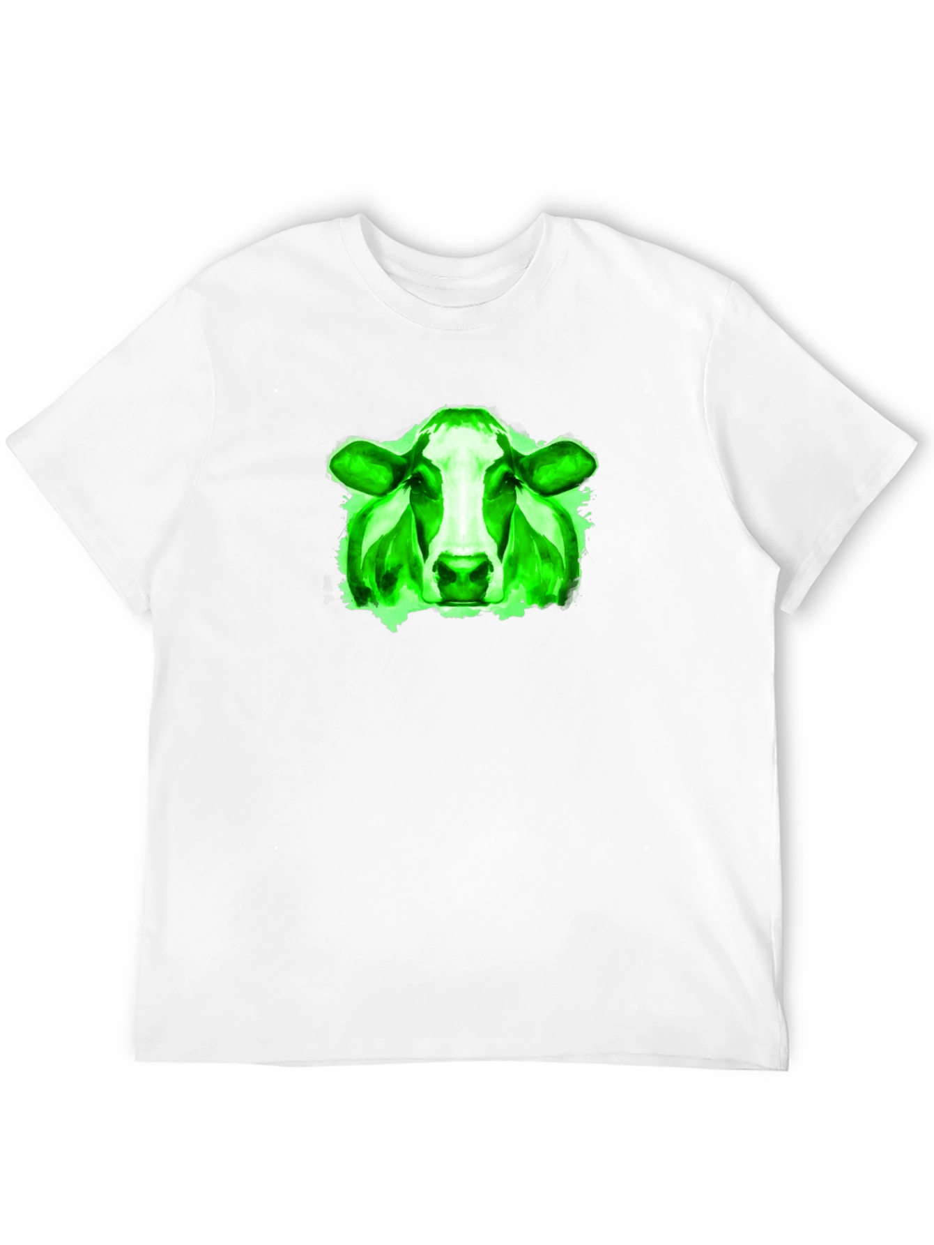Green Cow Graphic Black T-Shirt