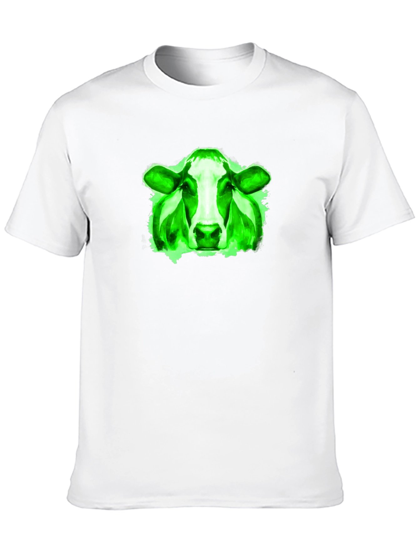 Green Cow Graphic Black T-Shirt